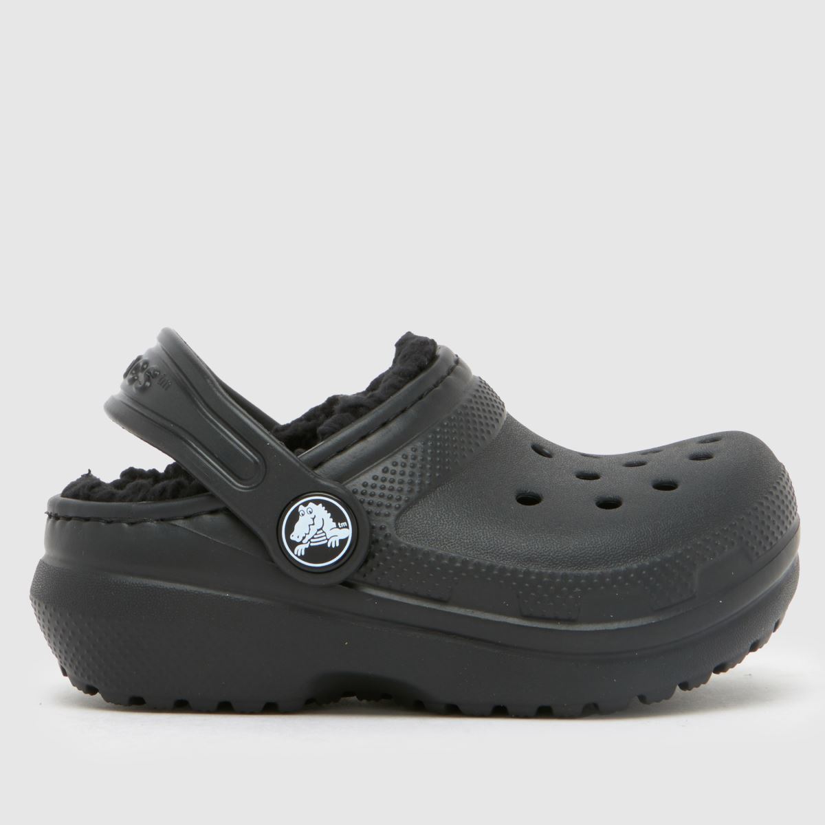 Crocs svarta klassiska fodrade träskor för småbarn