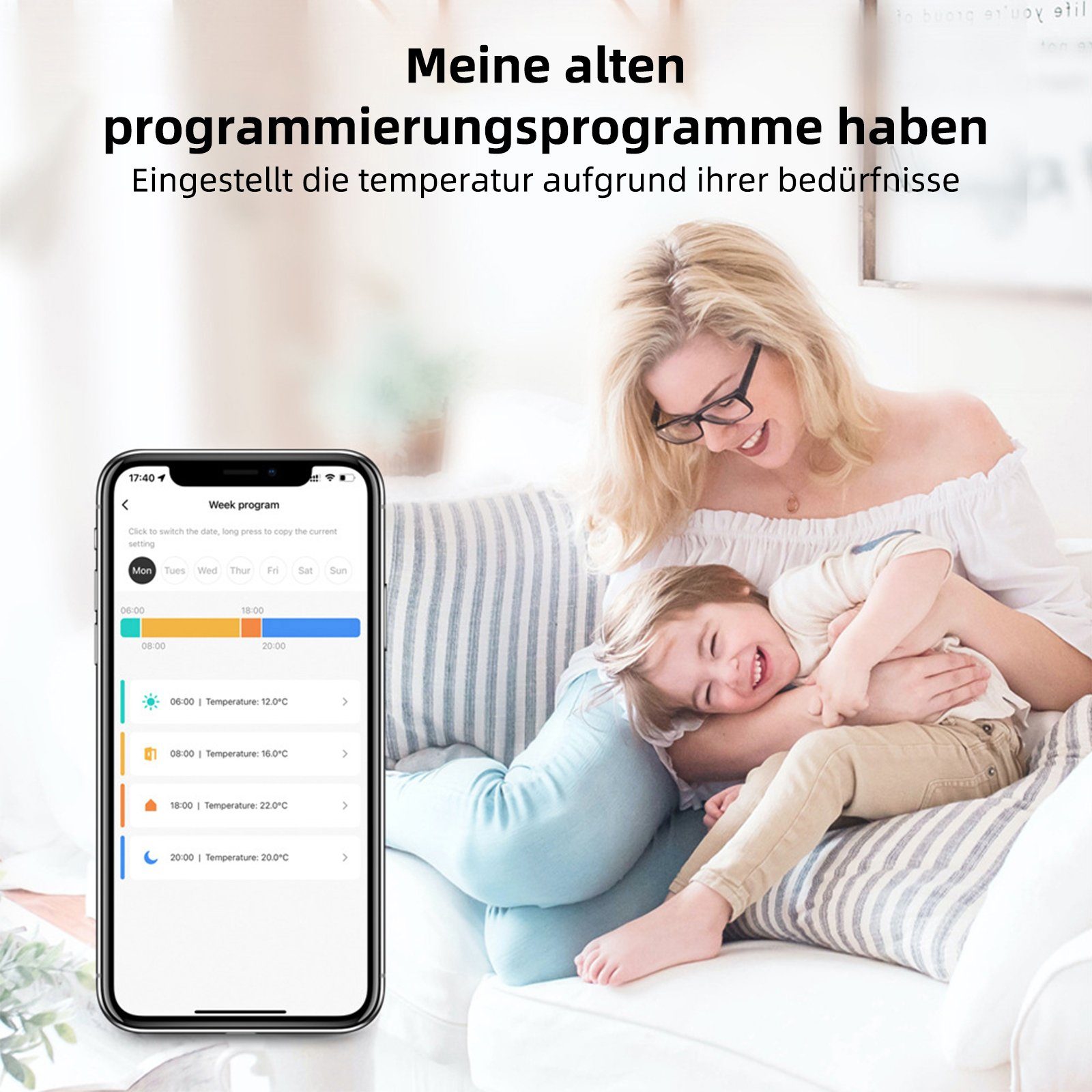 TWSOUL Heizkörperthermostat Mobile APP steuert intelligenten Thermostat, (1 St) Hochpräzise Einstellung, Mehrere Moduseinstellungen zum Energiesparen