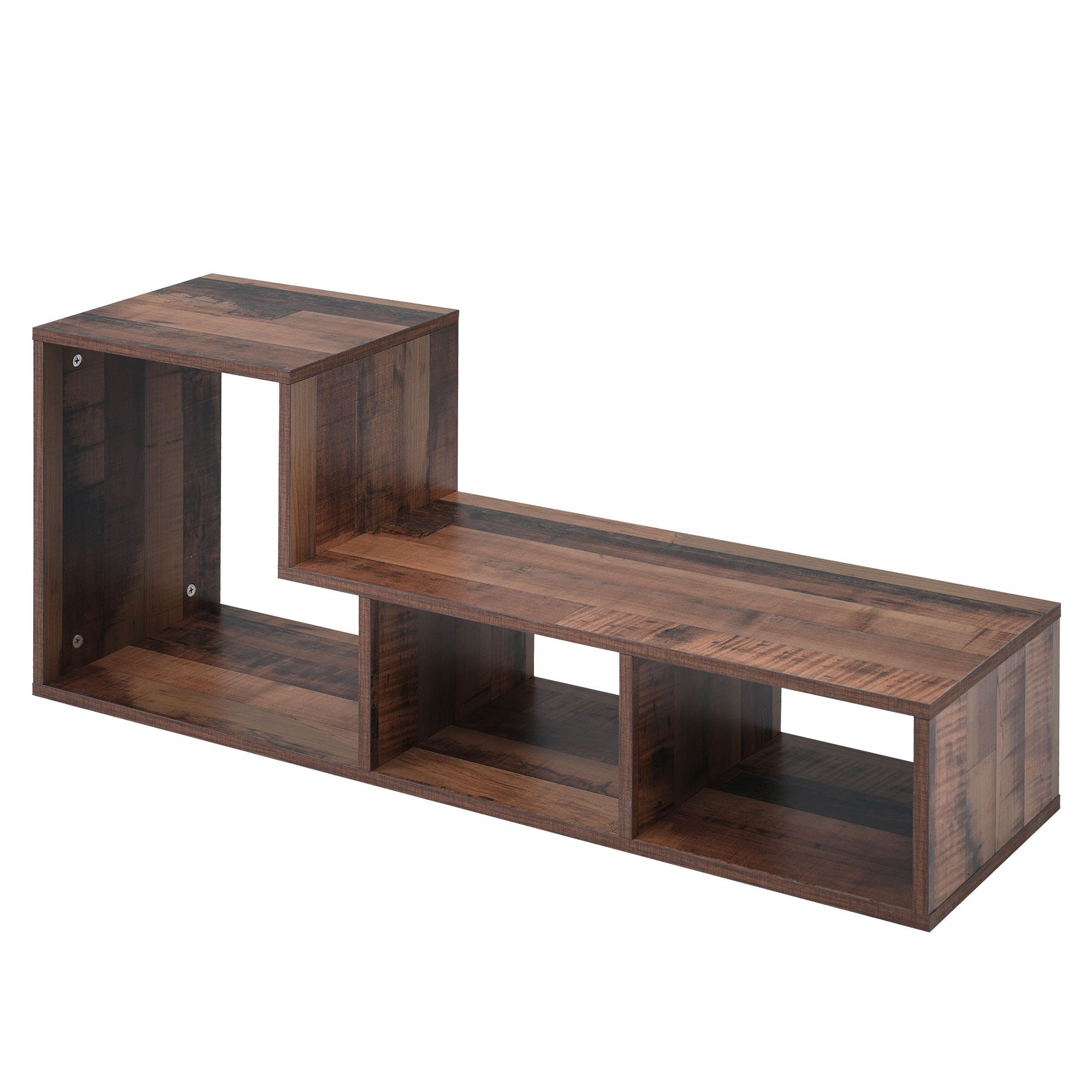 REDOM TV-Schrank Lowboard,verstellbar mit LED-Beleuchtung Bücherregal, TV-Ständer