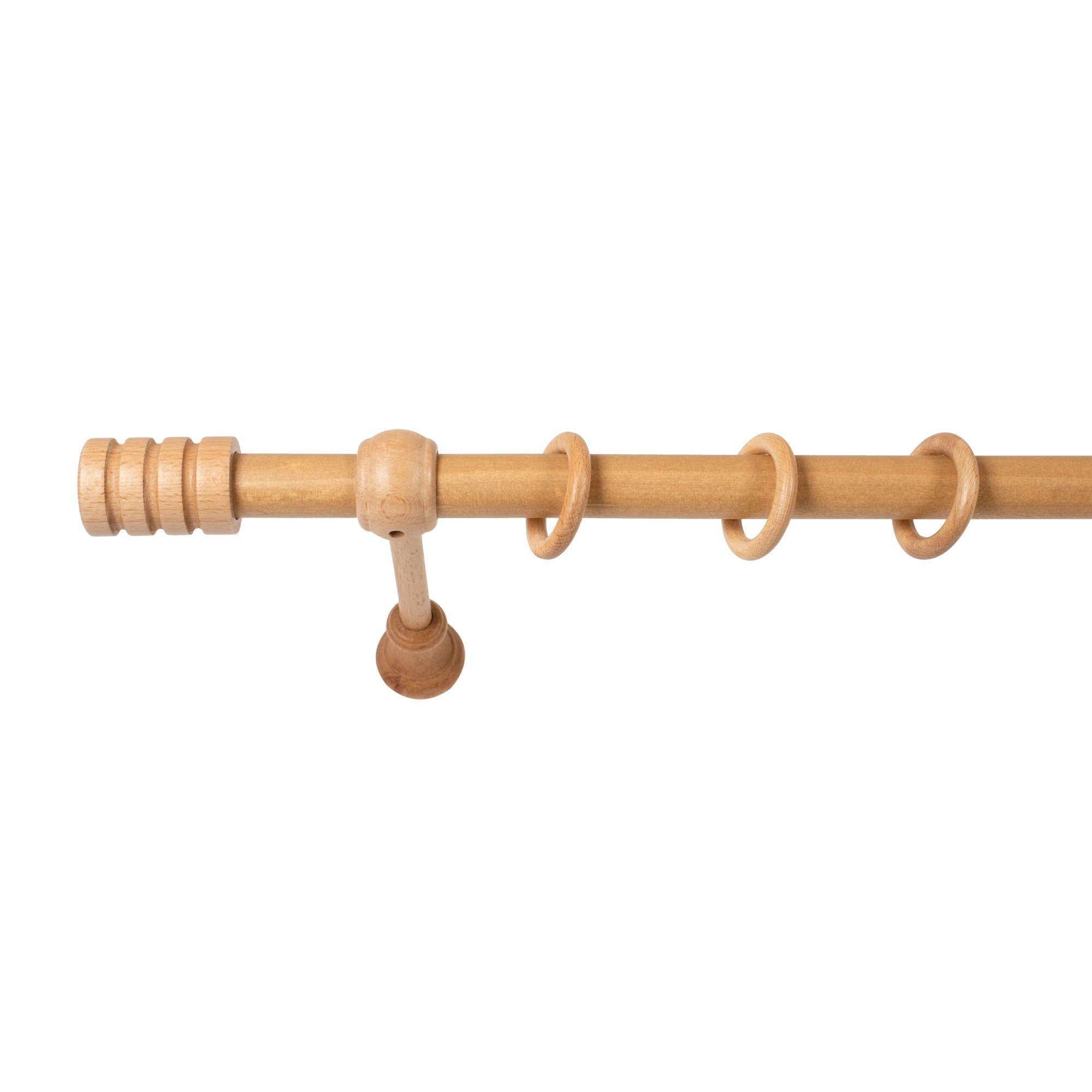 Gardinenstange Pisa, SN DECO GROUP, Ø 28 mm, 1-läufig, fixmaß, Verschraubt, Holz, Komplettset mit Ringen