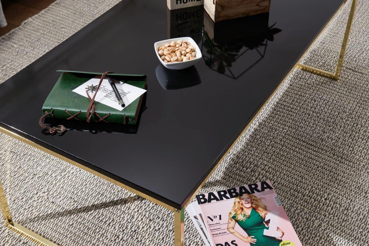 Wohnling Couchtisch RIVA 120x45x60 cm Schwarz/Gold