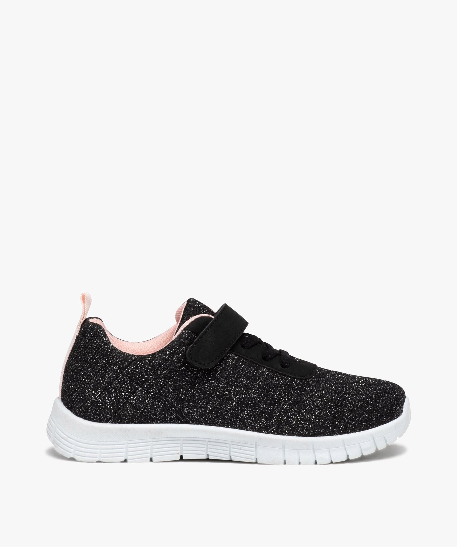Baskets pailletées fille avec fermeture scratch noir | GEMO