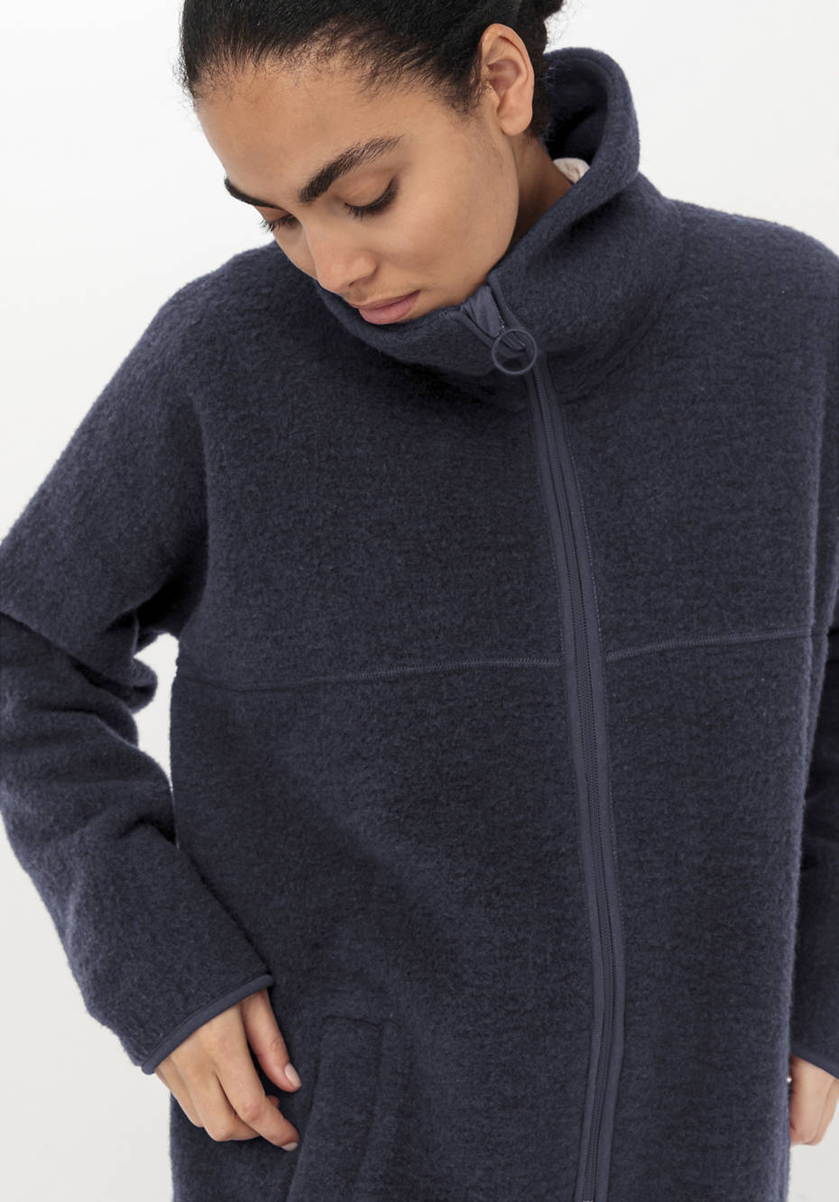 Wollfleece Mantel aus reiner Bio-Merinowolle