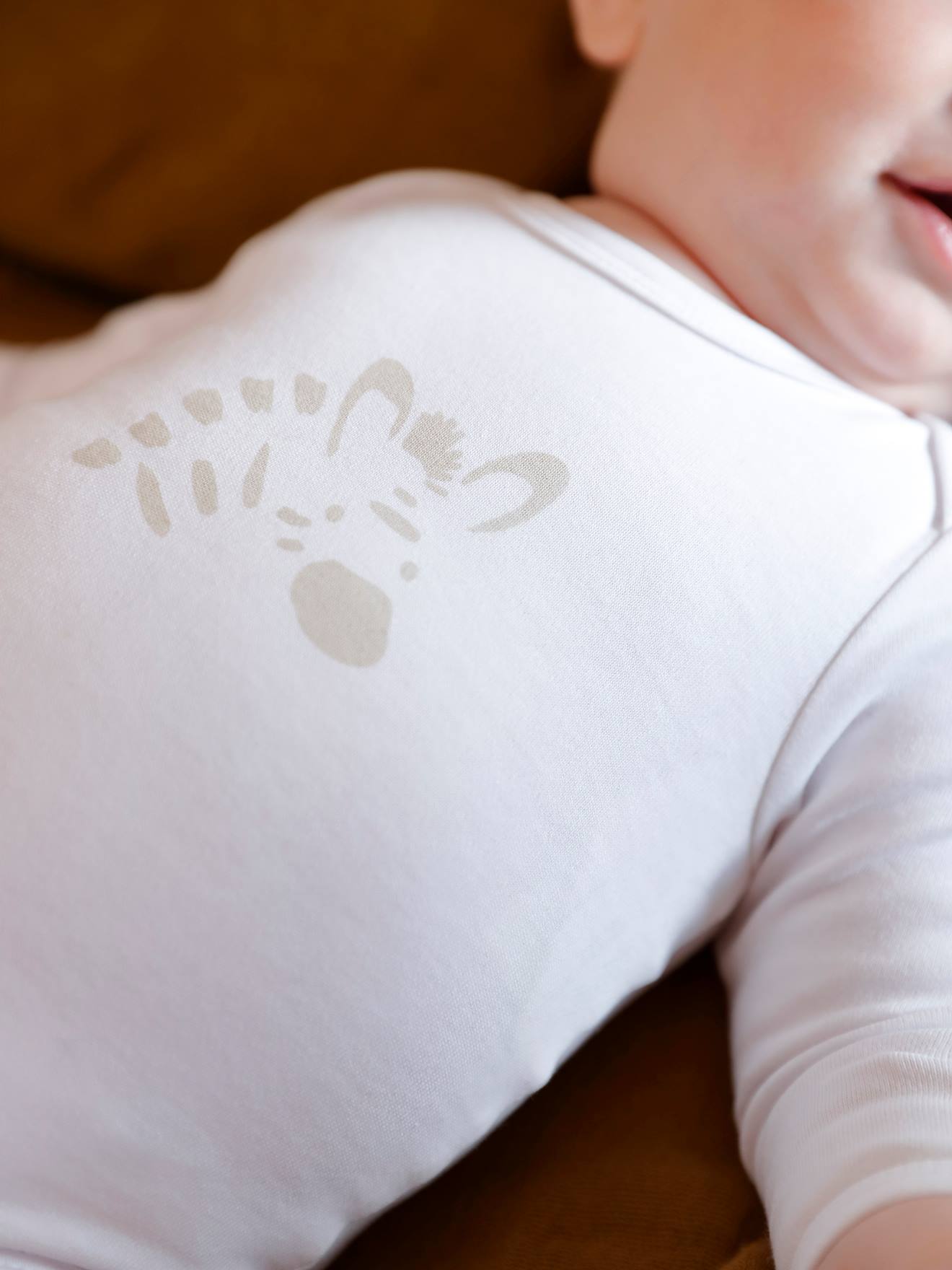 Lot de 5 bodies « animaux » bébé naissance ouverture US manches longues BASICS lot ivoire