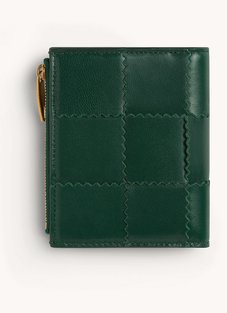 Portofel mic Bottega Veneta din piele de miel cu pliere dublă