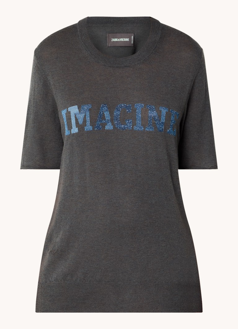 Zadig&Voltaire Ida cashmere T-shirt with print and lurex