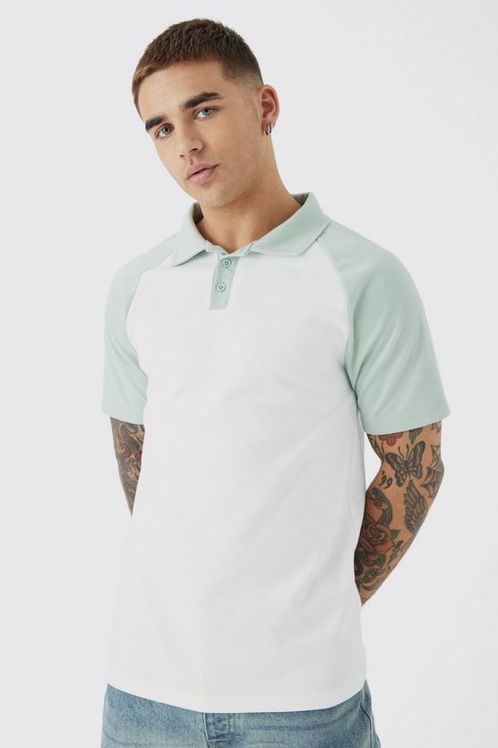 Slim-Fit Raglan Colorblock Poloshirt