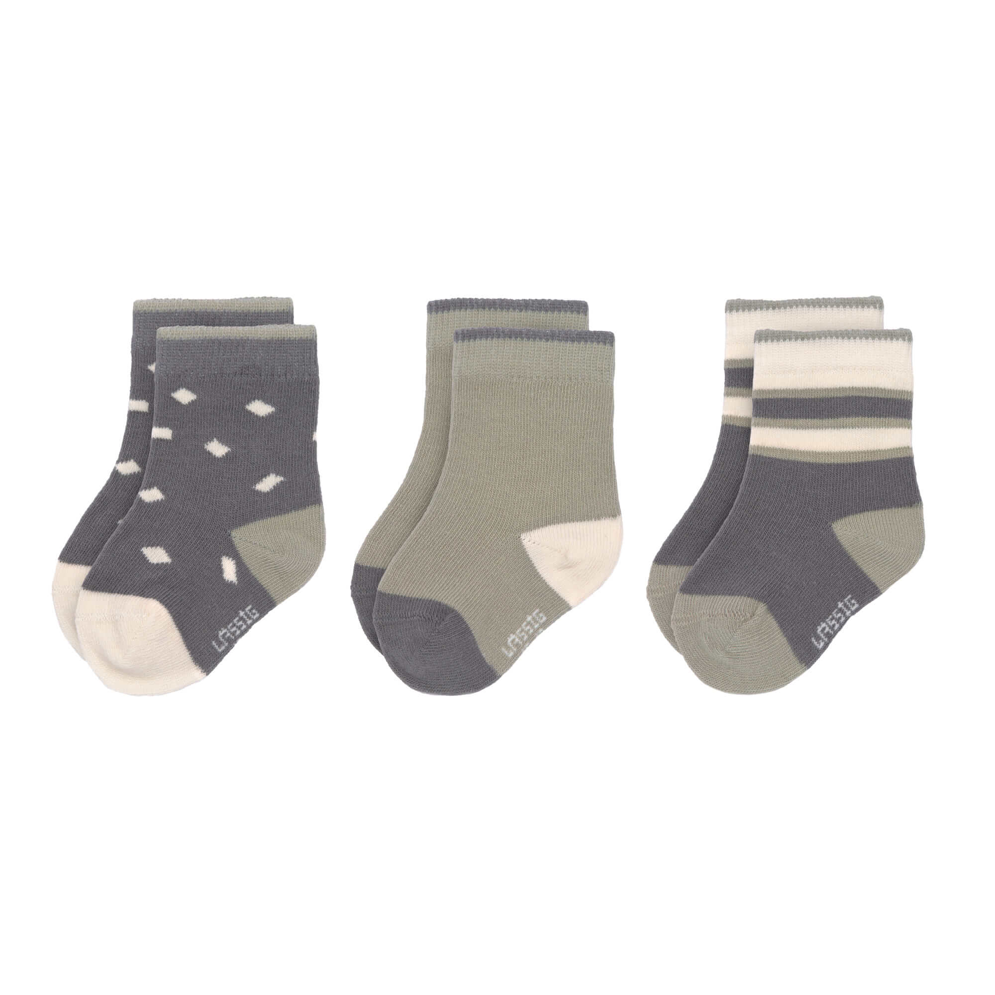Kinder Socken (3er-Set), Anthrazit Oliv