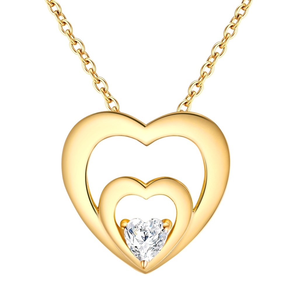 Rafaela Donata Chaîne Coeur Argent sterling Oxyde de zirconium (CZ) en Or jaune collier
