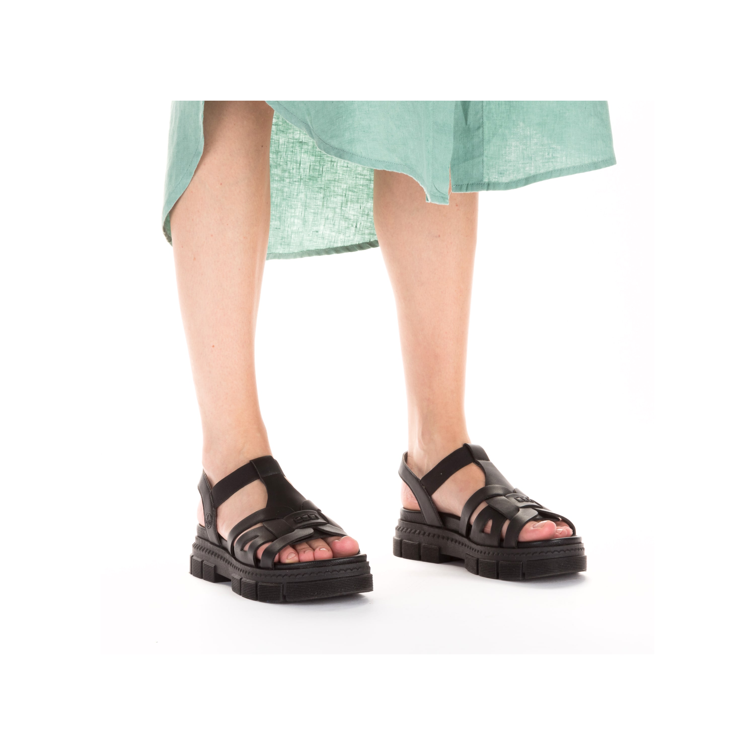 Rieker Damen Riemchensandalen asphaltschwarz