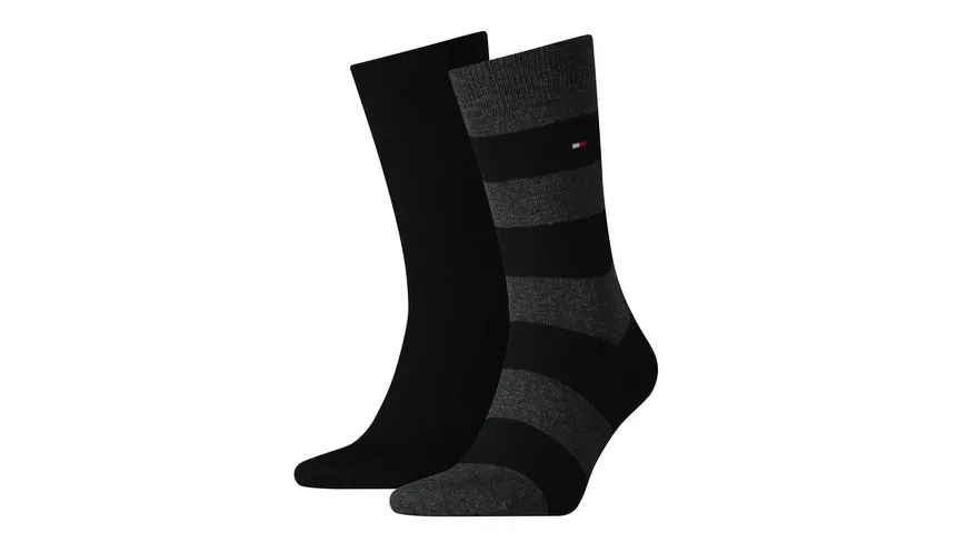 TOMMY HILFIGER Herren Socken Rugby 2er Pack black