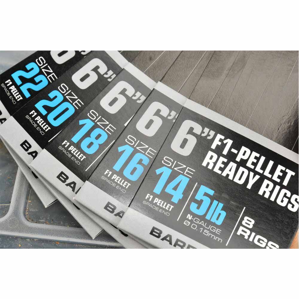 Pre-tied Guru F1 pellet pole rigs, 15cm (x8)
