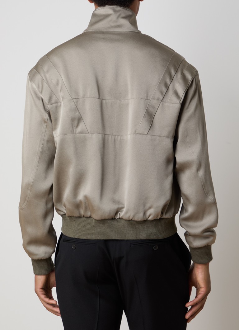 Saint Lauren Teddy satenska bomber jakna s bočnim džepovima