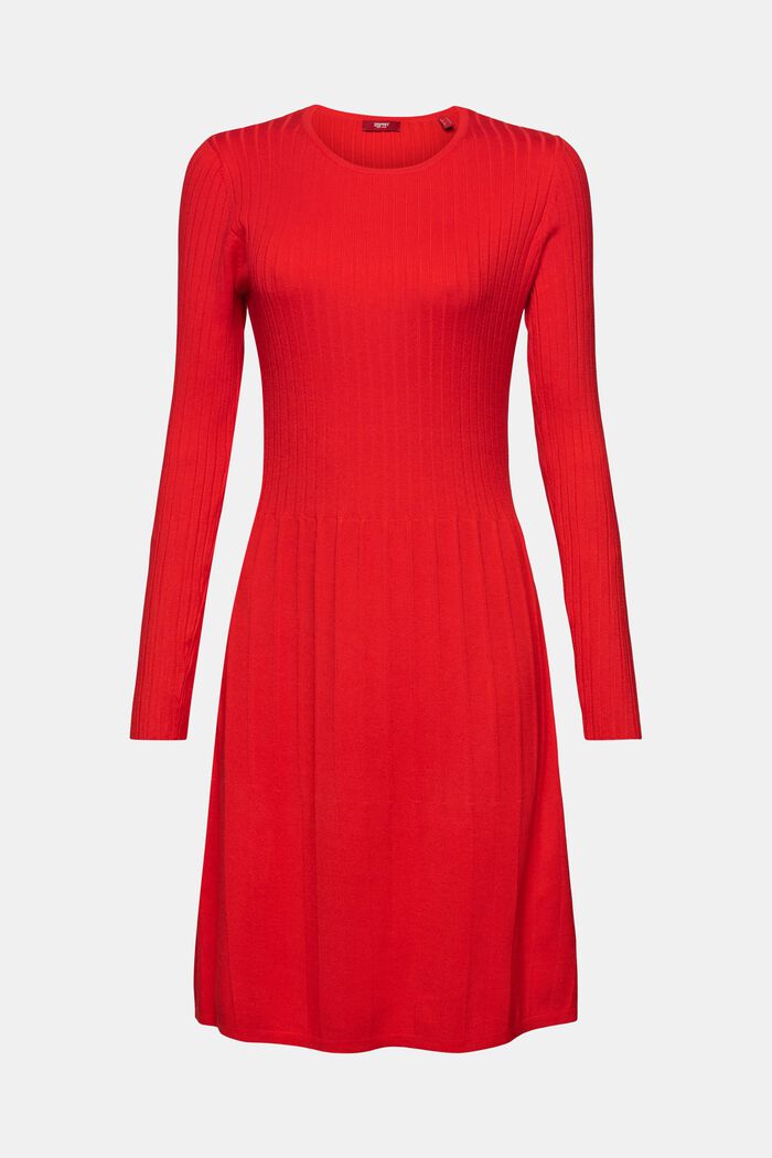 Rippstrickkleid mit plissierten Details