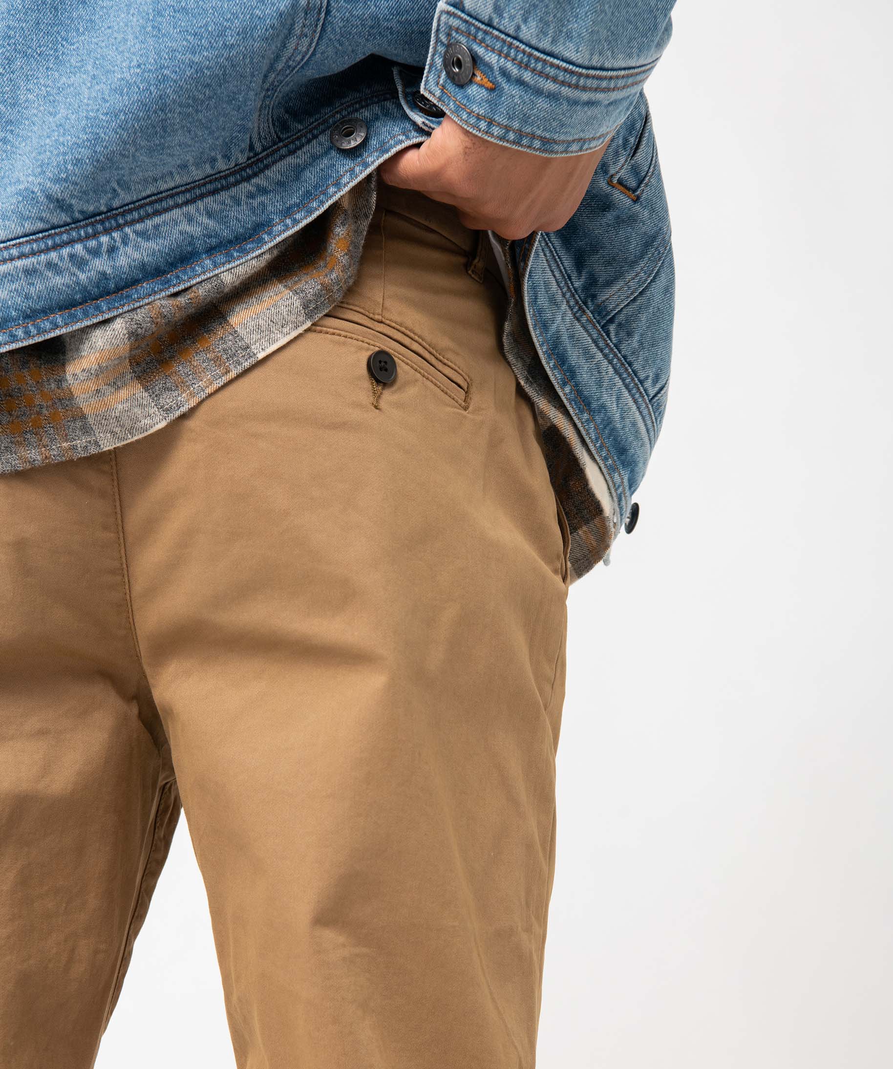 Pantalon chino en coton stretch homme marron clair | GEMO
