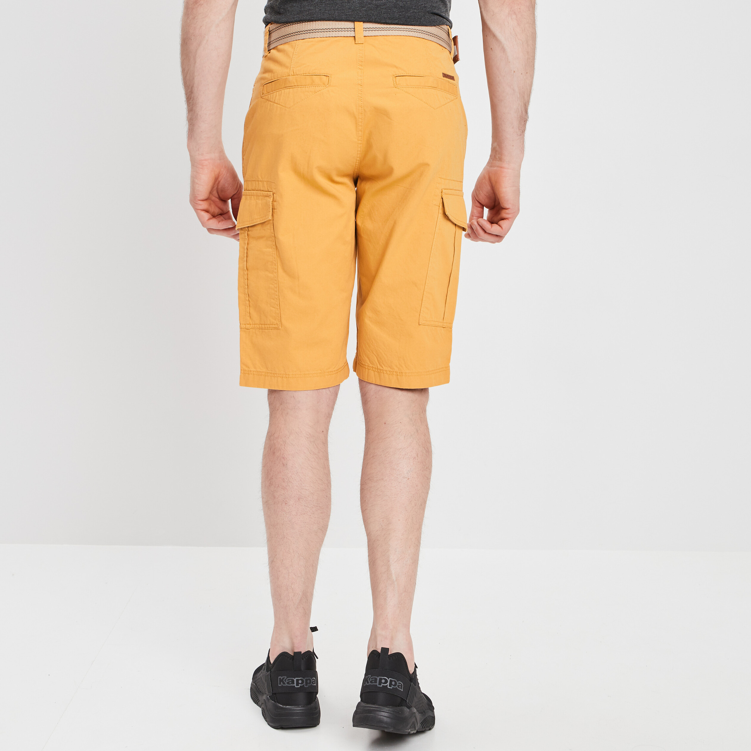 Bermuda cargo ceinturé jaune moutarde homme | La Halle