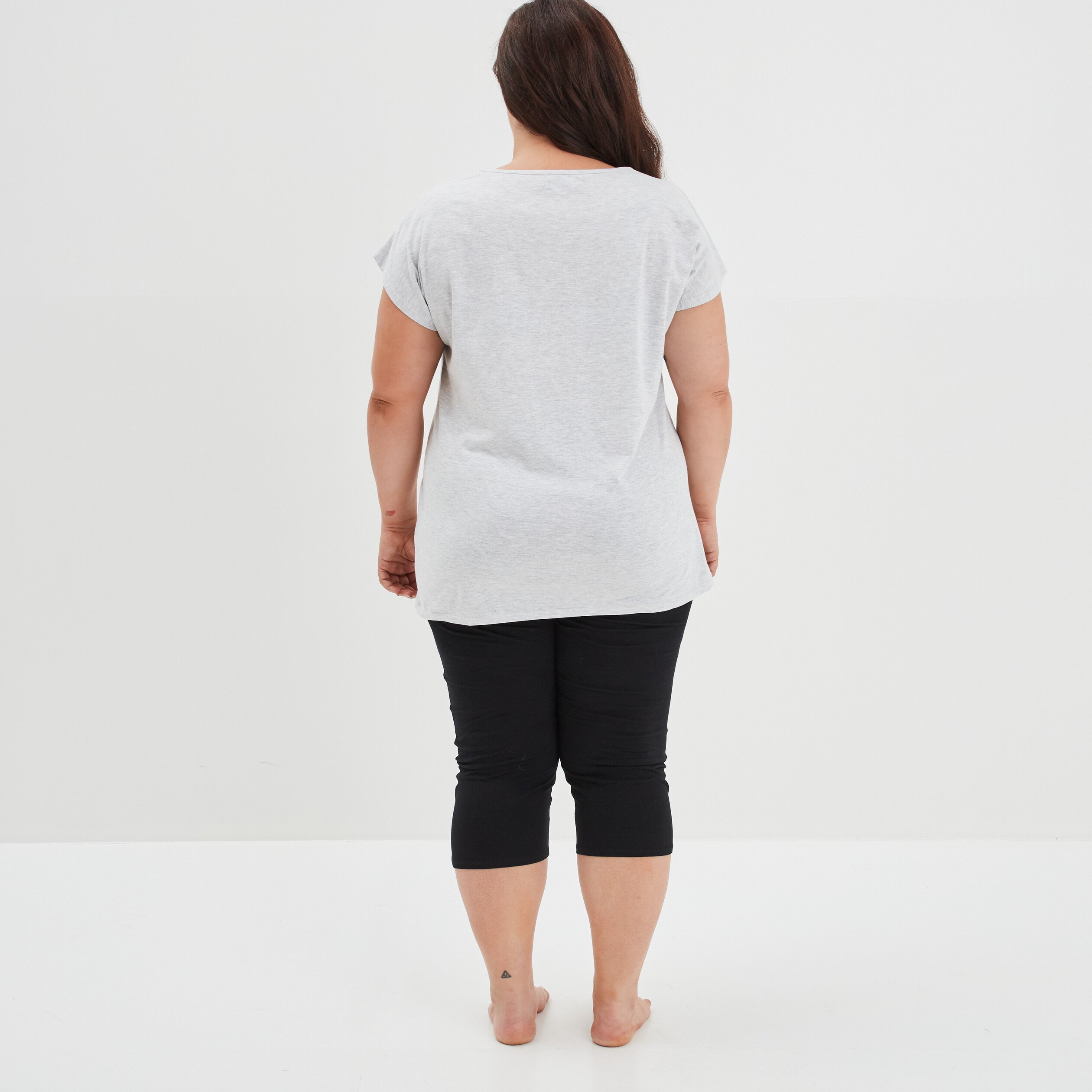 Ensemble pyjama corsaire Modavista gris clair femme grande taille | La Halle