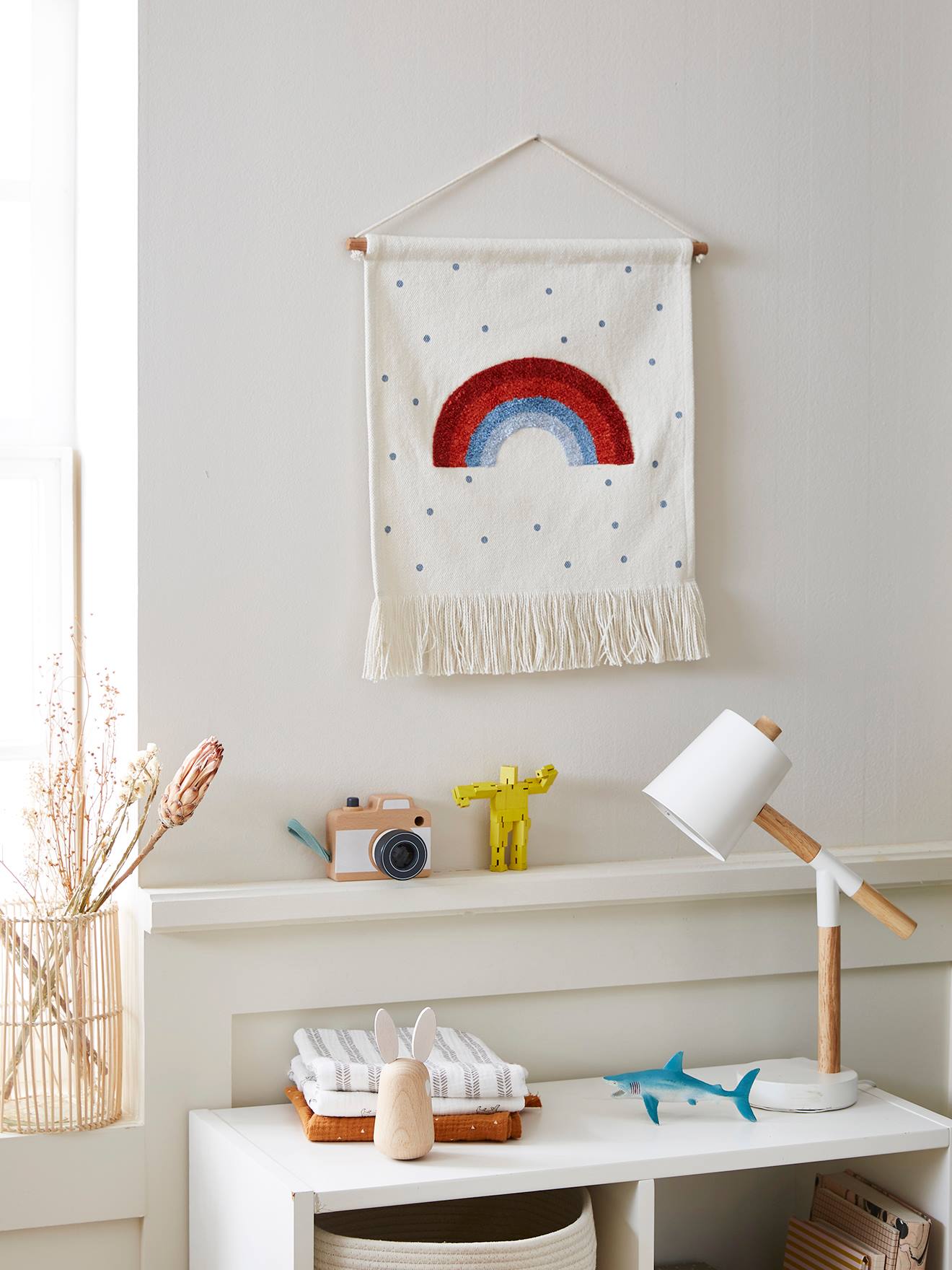 Vertbaudet Kinderzimmer Regenbogen-Wandbehang, personalisierbar - weiß/blau