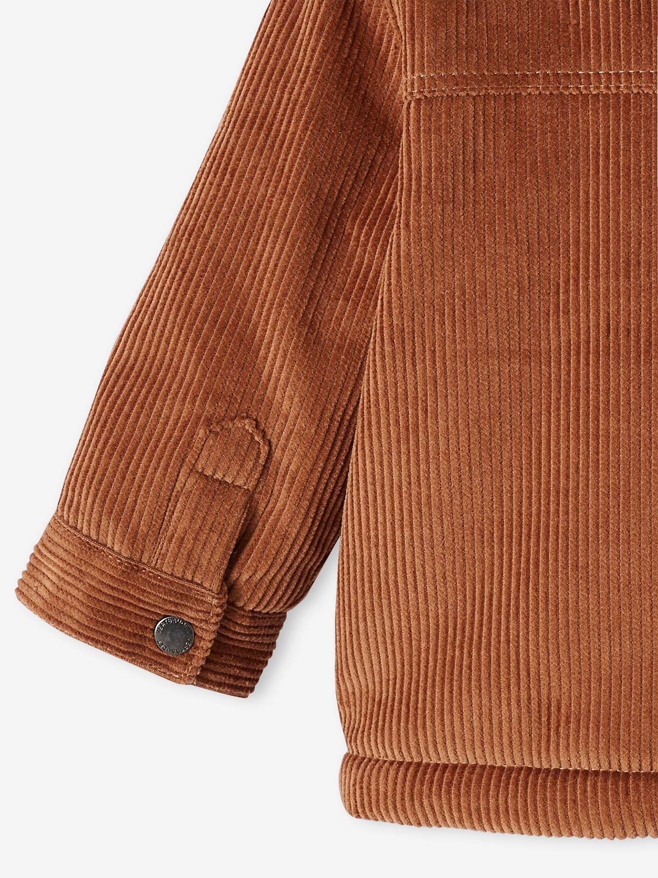 Veste en velours côtelé Bébé doublée fausse fourrure marron