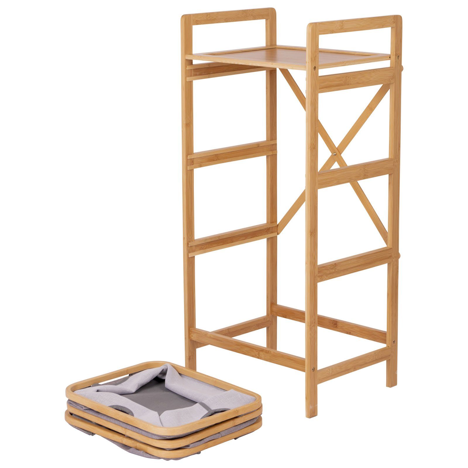 Bo-Camp Stoffschrank Falt Schrank Selsdon Camping Kleider Regal Schubladen Möbel Bambus Holz
