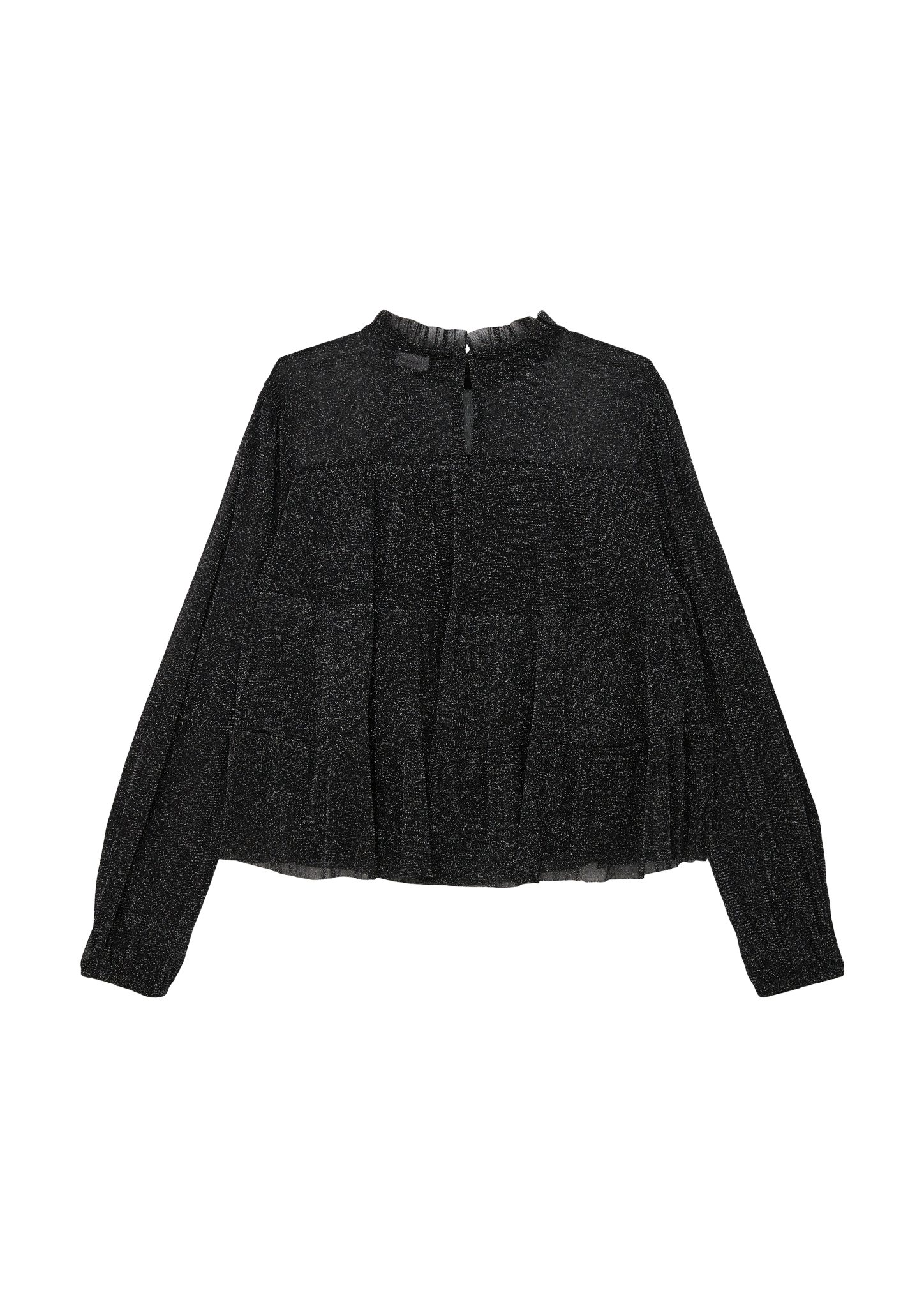 s.Oliver Langarmbluse Mesh-Bluse mit Glitzergarn Raffung, Glitzergarn