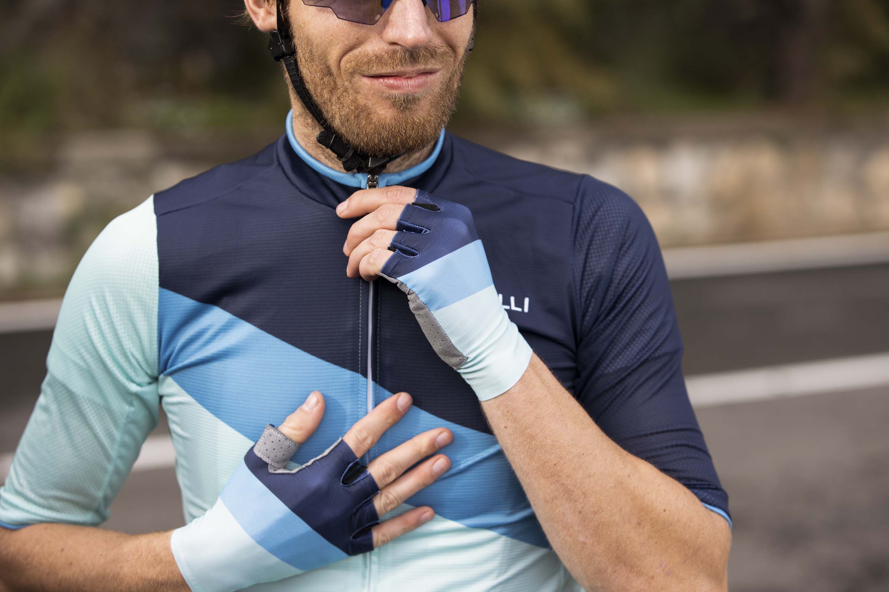 Rogelli Kai Türkis/Blau Herren Fahrradhandschuhe