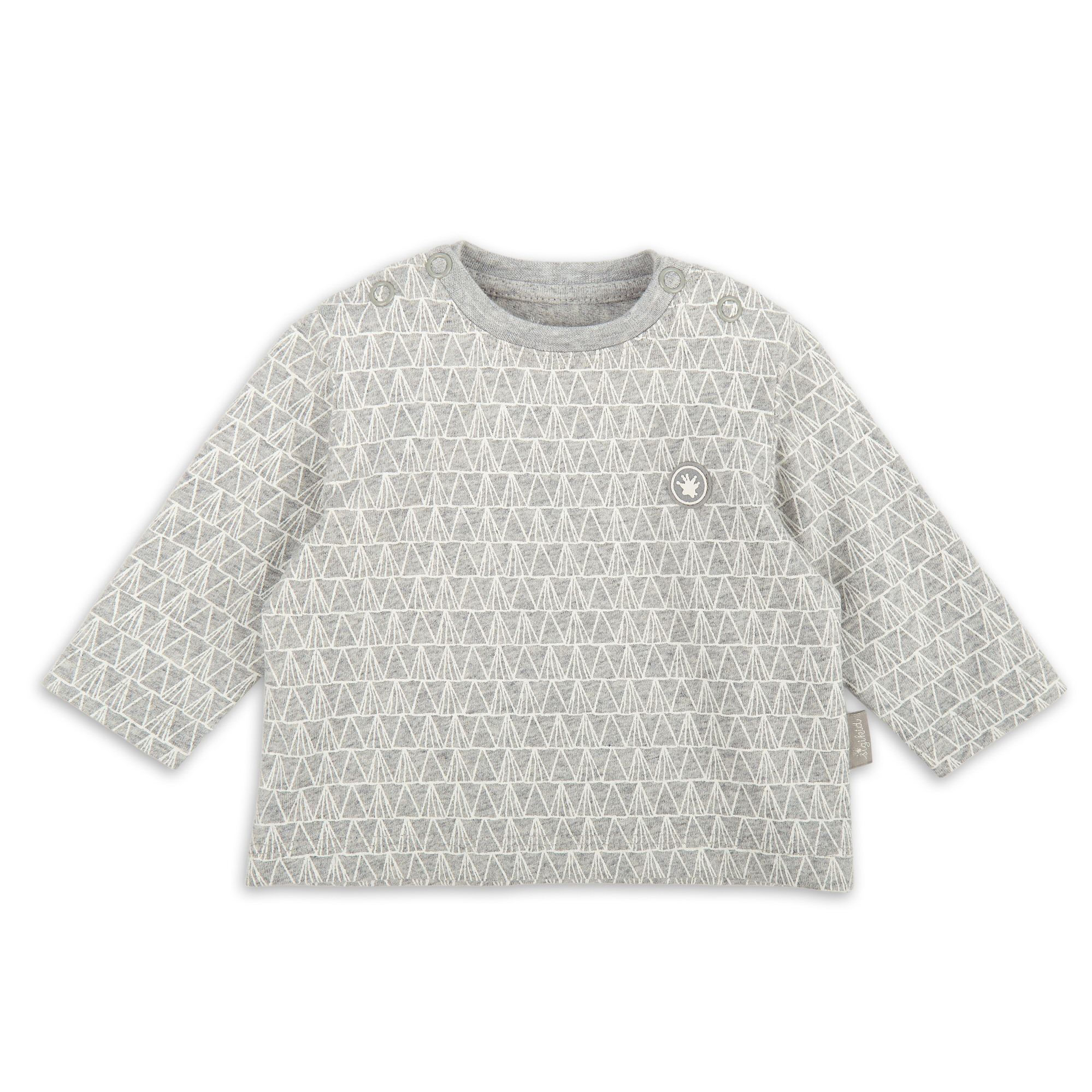 Baby Langarmshirt, grau meliert mit weißem Print
