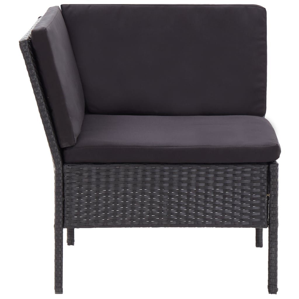 vidaXL Gartenlounge-Set 6-tlg. Garten-Lounge-Set mit Auflagen Poly Rattan Schwarz, (6-tlg)