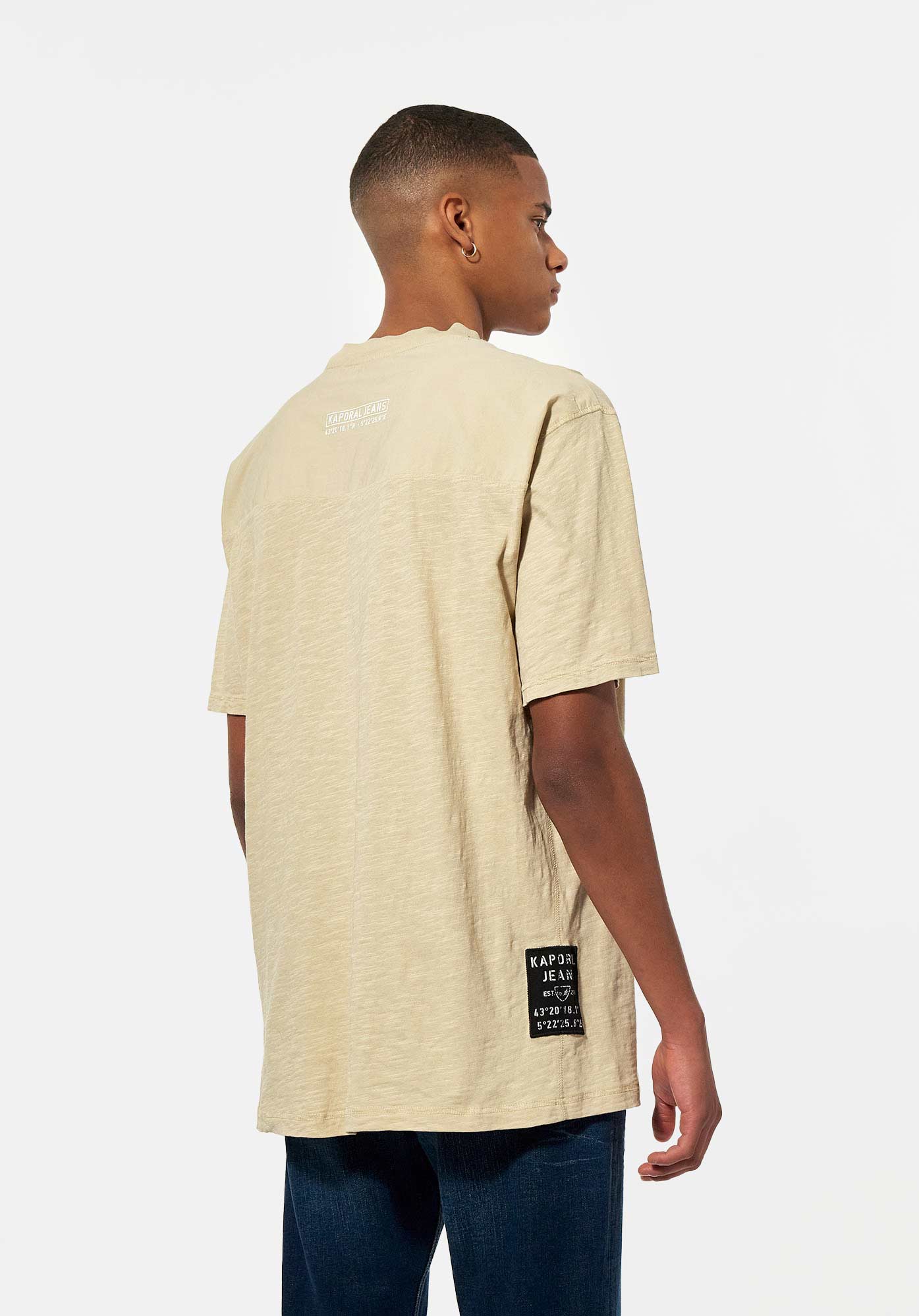 MOSHI  T-shirt bi matière beige chiné Homme en 100% coton bio