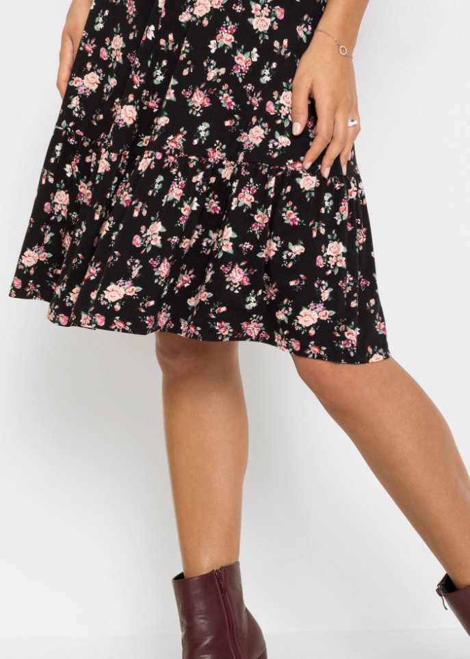 Jerseykleid mit Puffärmeln