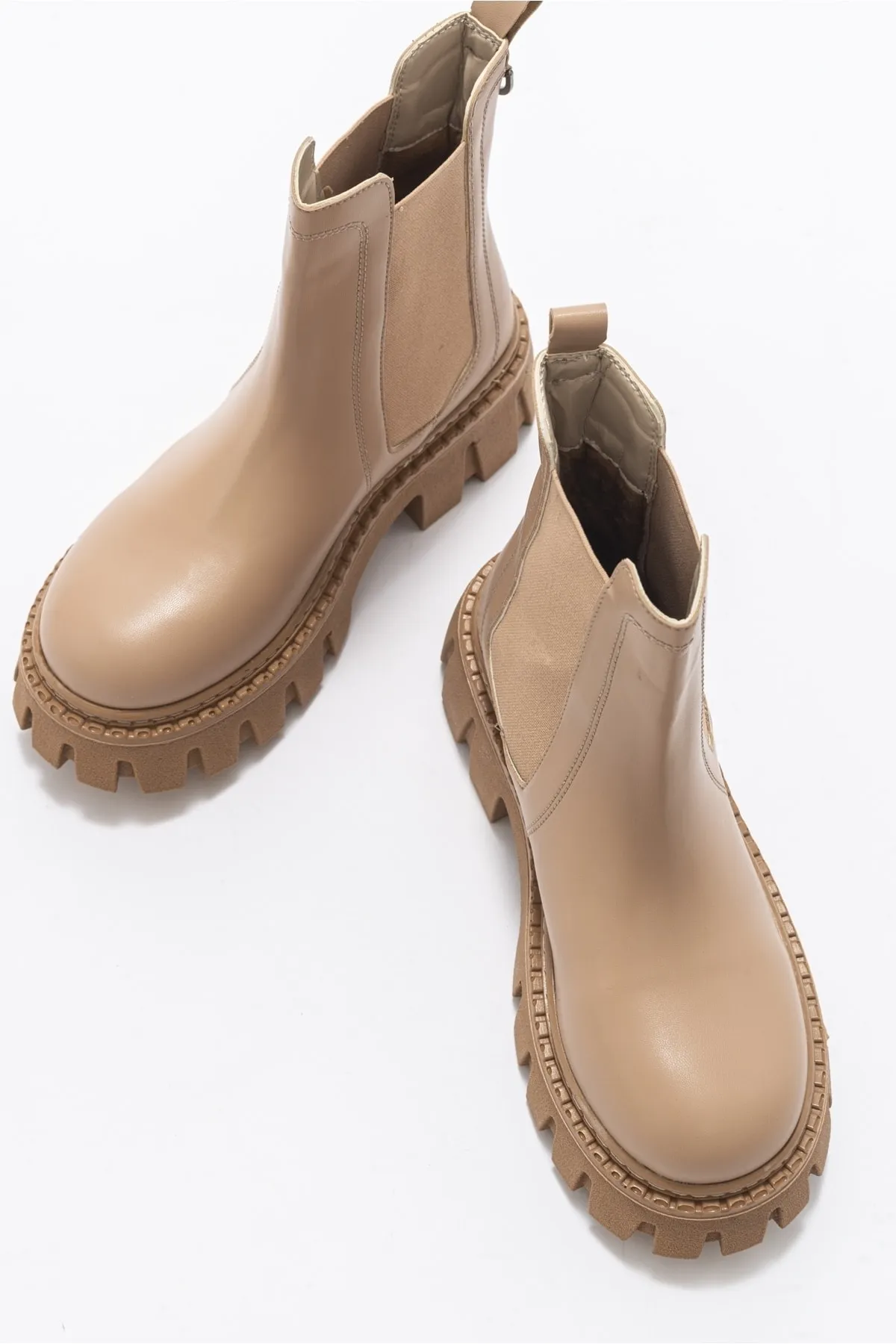 LuviShoes  Chap Dunkelbeige Damenstiefel