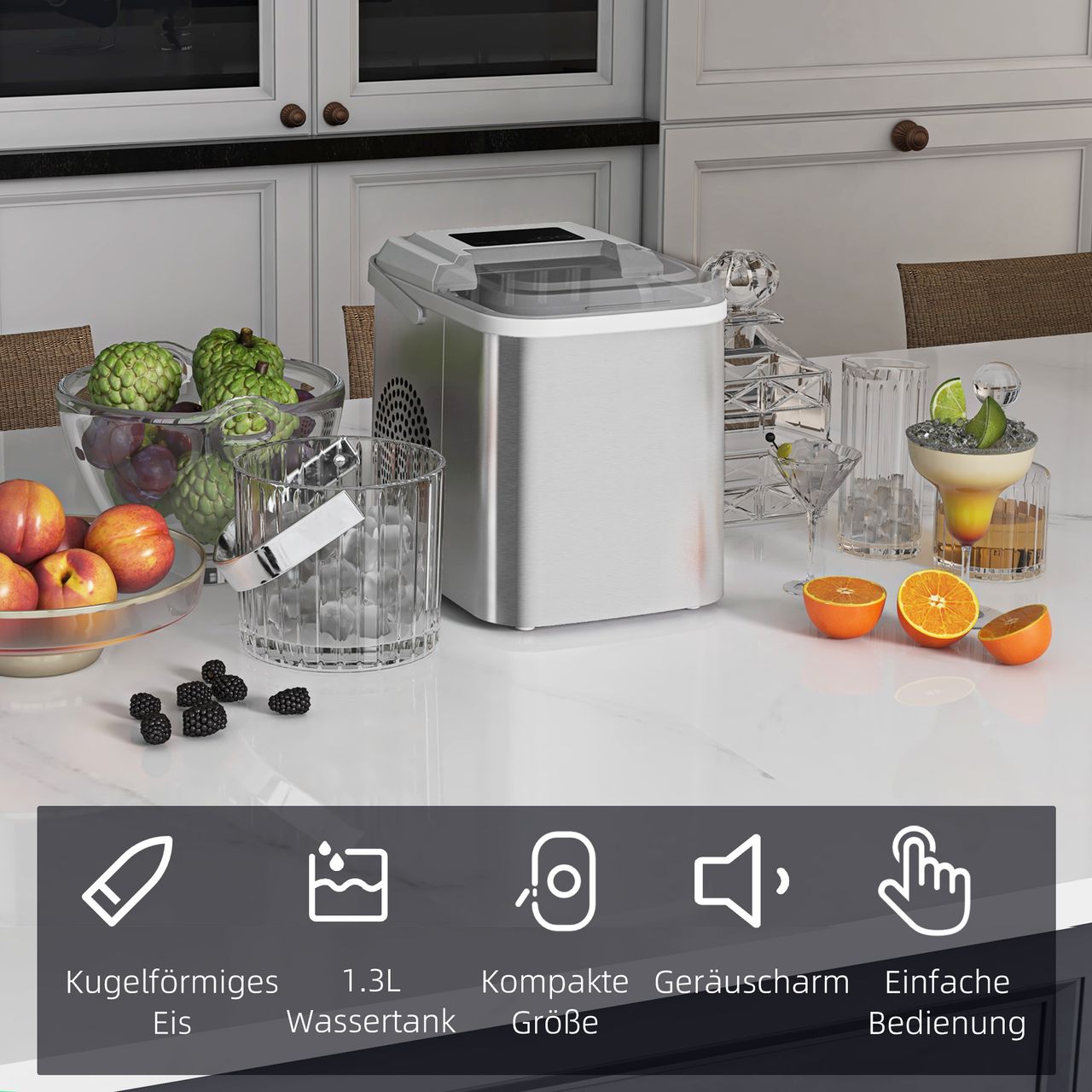 HOMCOM Eiswürfelmaschine Ice Maker 9 Würfel in 6-13 Minuten fertig 12 KG in 24 H