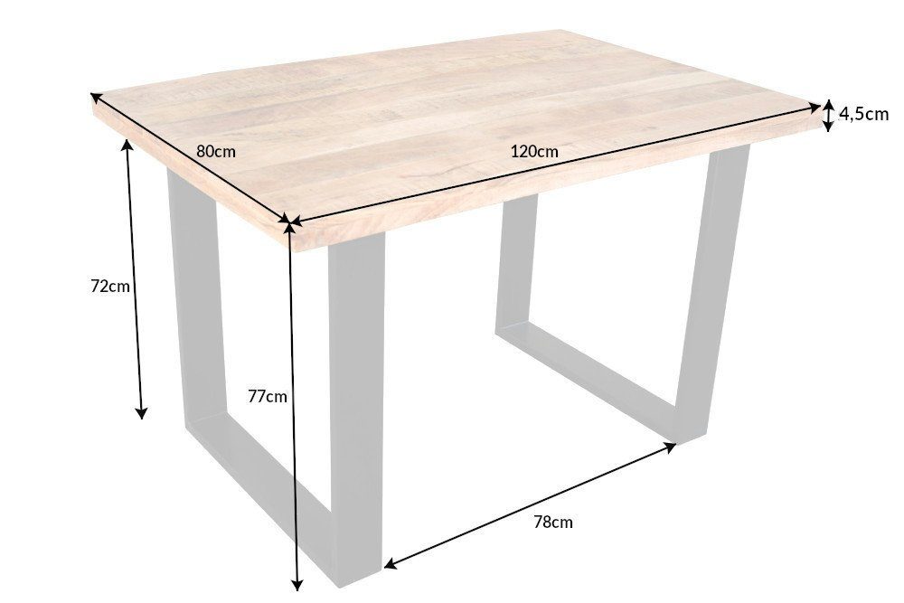 riess-ambiente Esstisch IRON CRAFT 120cm natur / schwarz (Einzelartikel, 1-St), Massivholz · Mangoholz · Eisen · Kufen-Gestell · Industrial Design