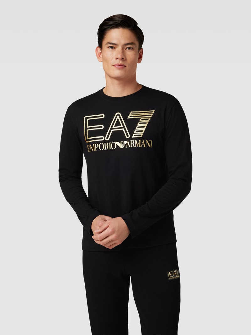 Longsleeve mit Label- und Logo-Print in schwarz