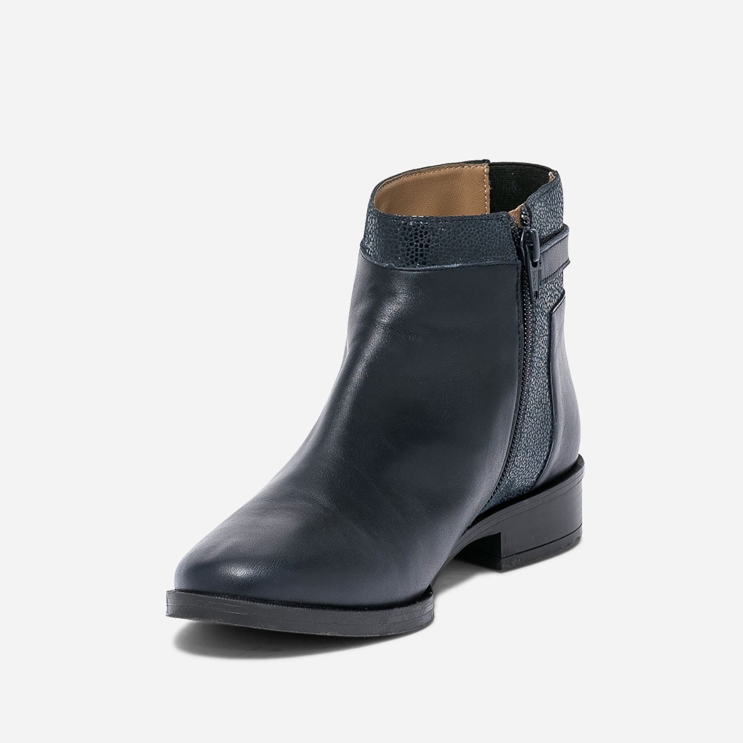 Boots ERAM FLEX bleue en cuir avec effet galuchat