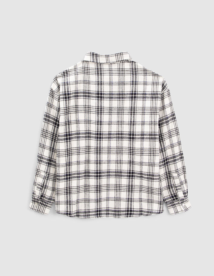 Chemise blanche et noire à carreaux fille