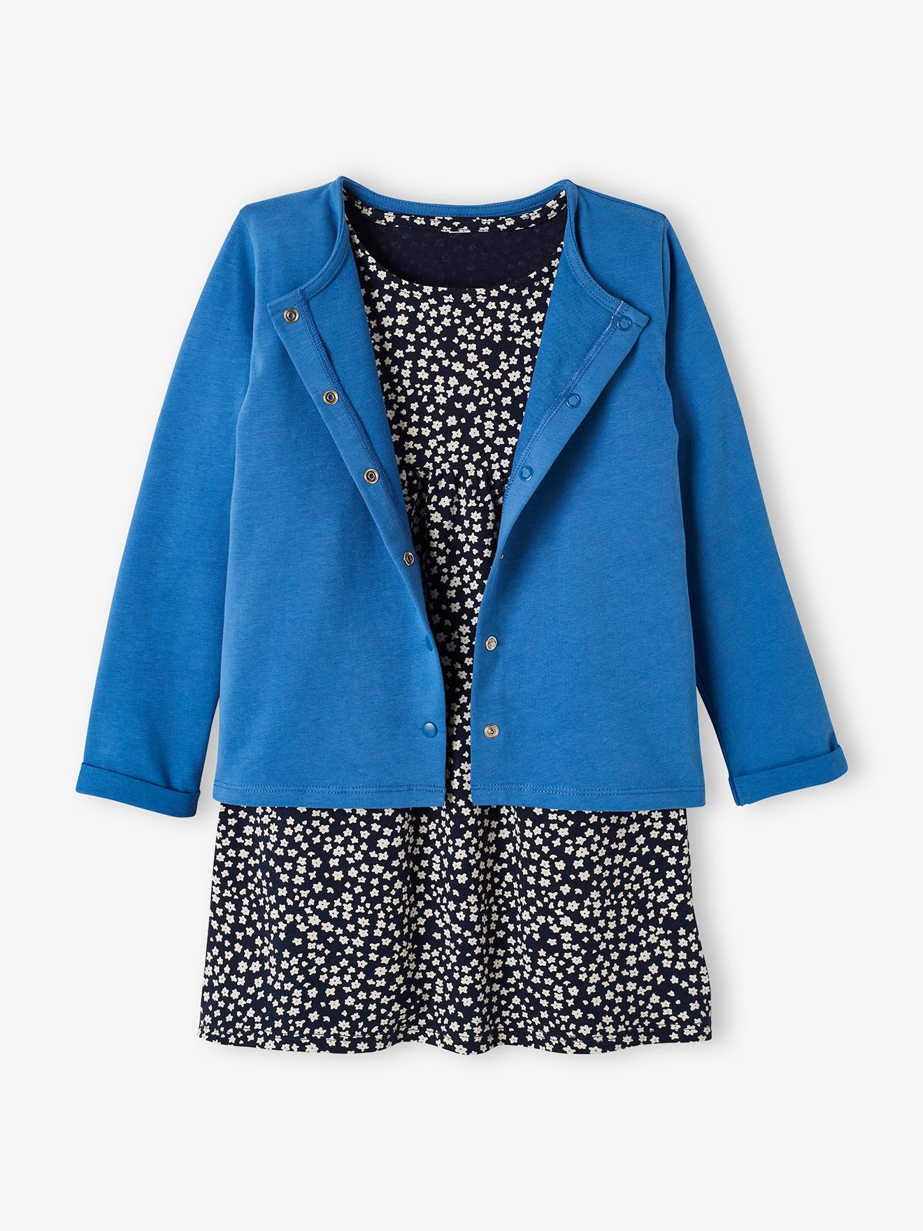 Ensemble robe + cardigan fille pêche