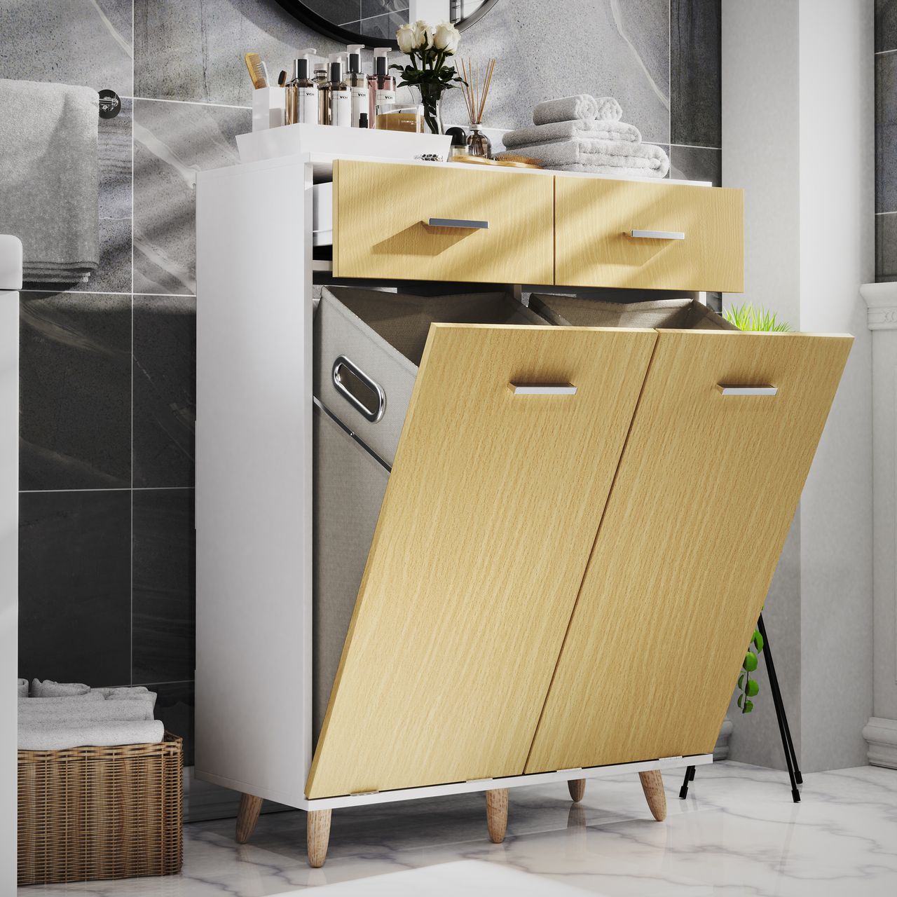 VCM Stoff Wäscheschrank Wäschetruhe Wäschebox Wäschekorb 