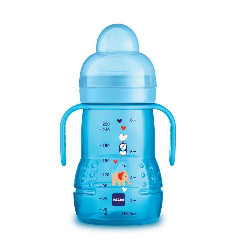Biberon avec anses 220 ml bleu MAM