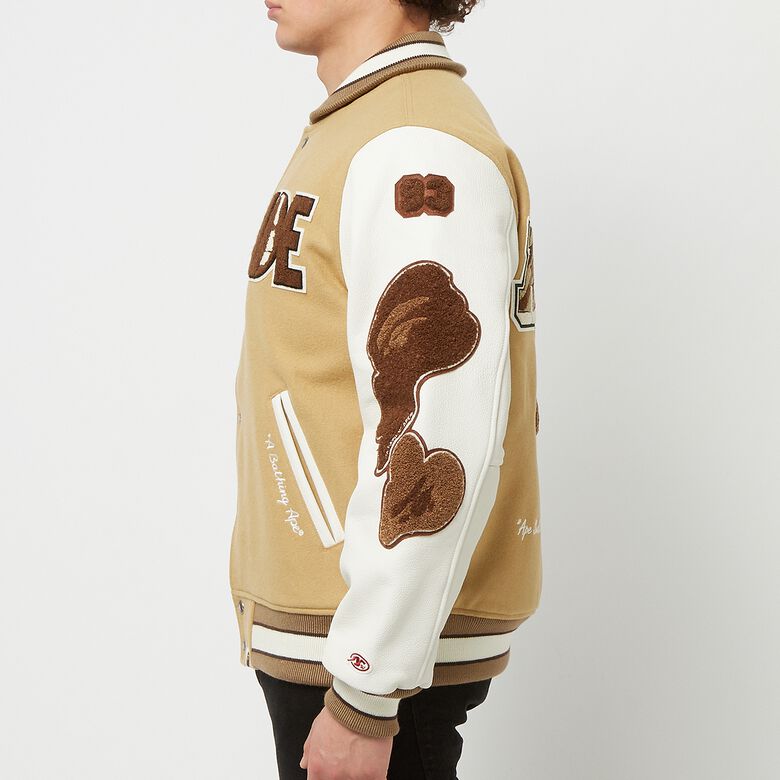 A Bathing Ape Multi Motif Varsity Jacket beige