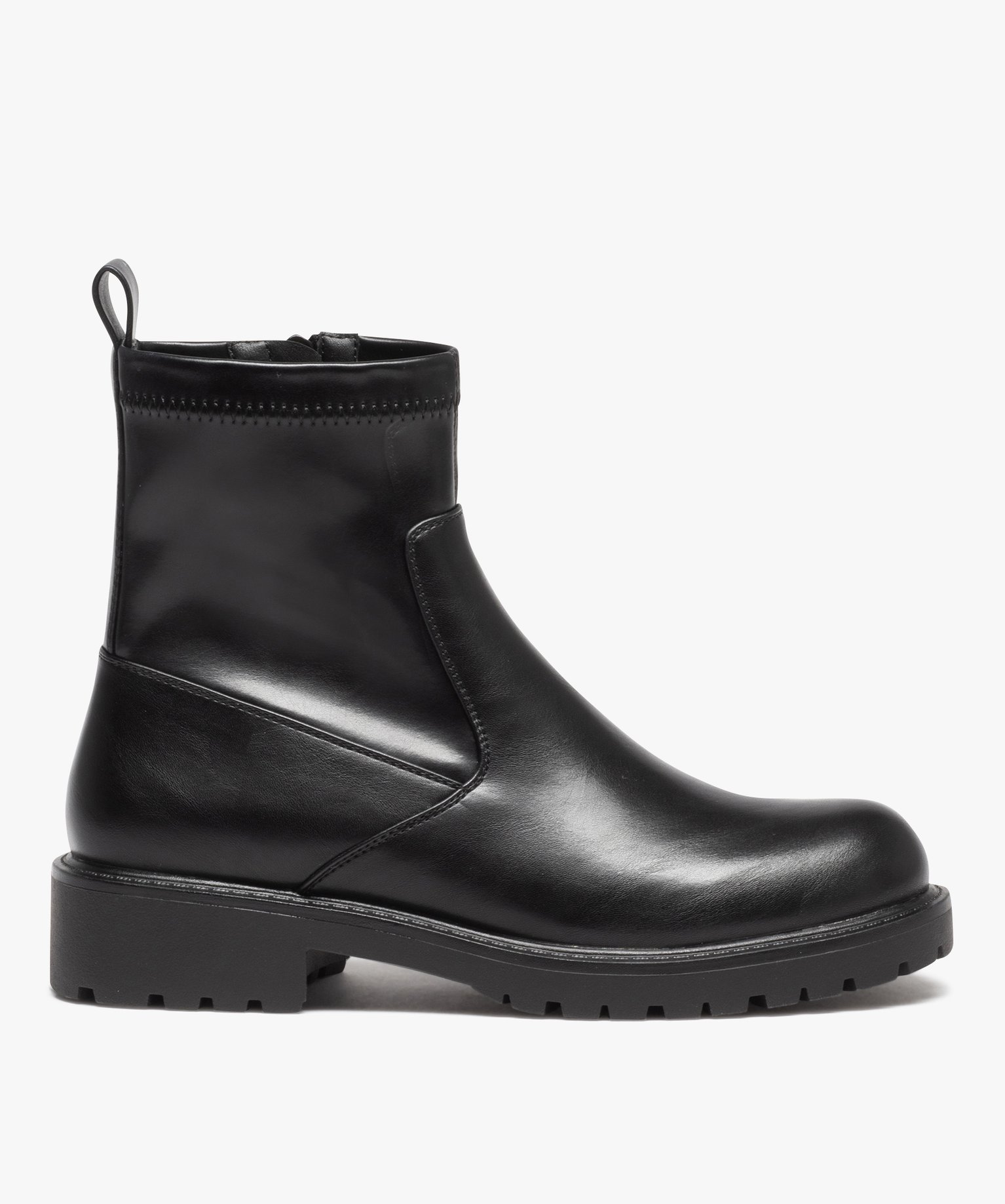 Boots femme unies à col souple et semelle crantée noir | GEMO