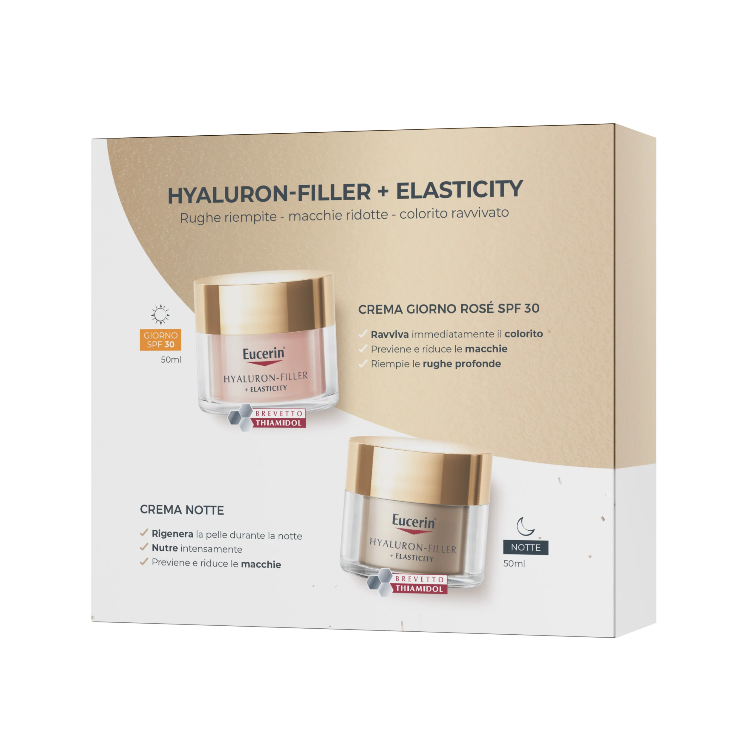 Hyaluron-Filler + Elasticity BOŽIĆNI PAKET ELASTICITY (Rosé dnevna krema SPF30 + noćna krema) - Globalni set za tretmane, dnevna krema za lice protiv nepravilnosti