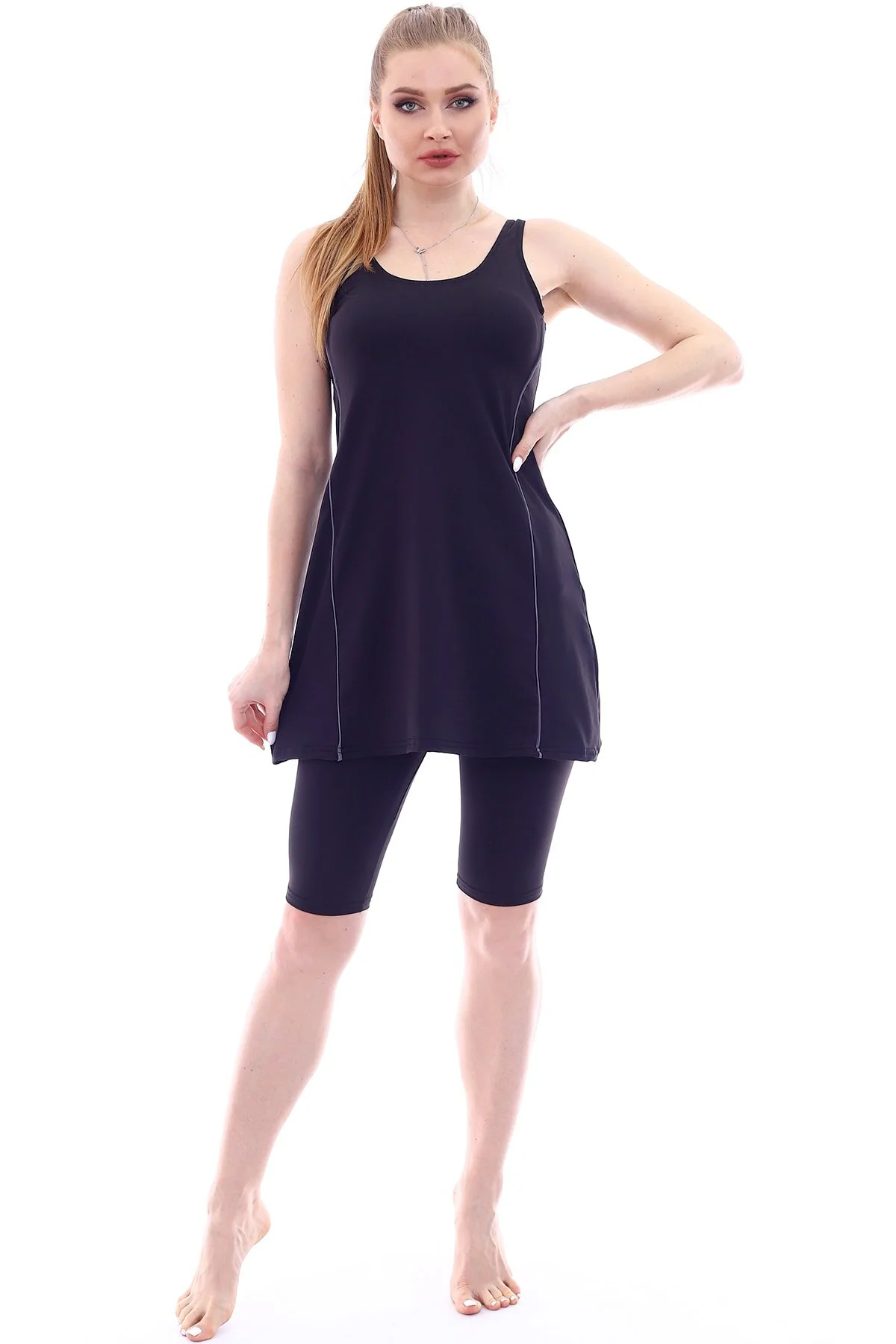 Aykum Mayo  Schwarzer Strumpfhosen-Kleid-Badeanzug für Damen