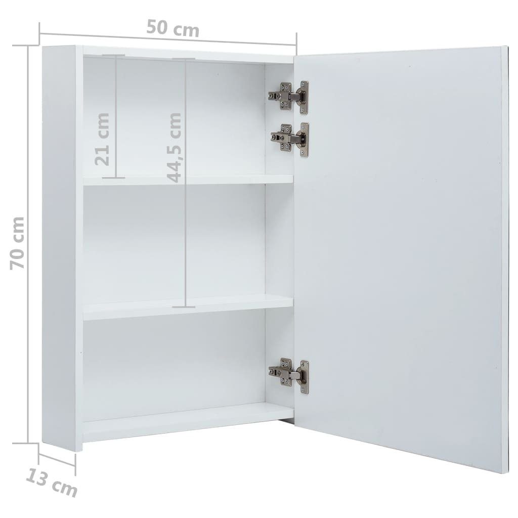 möbelando Badezimmerspiegelschrank 3007473 (LxBxH: 13x50x70 cm) inkl. Beleuchtung aus MDF in Weiß mit einer Tür und 3 Fächern