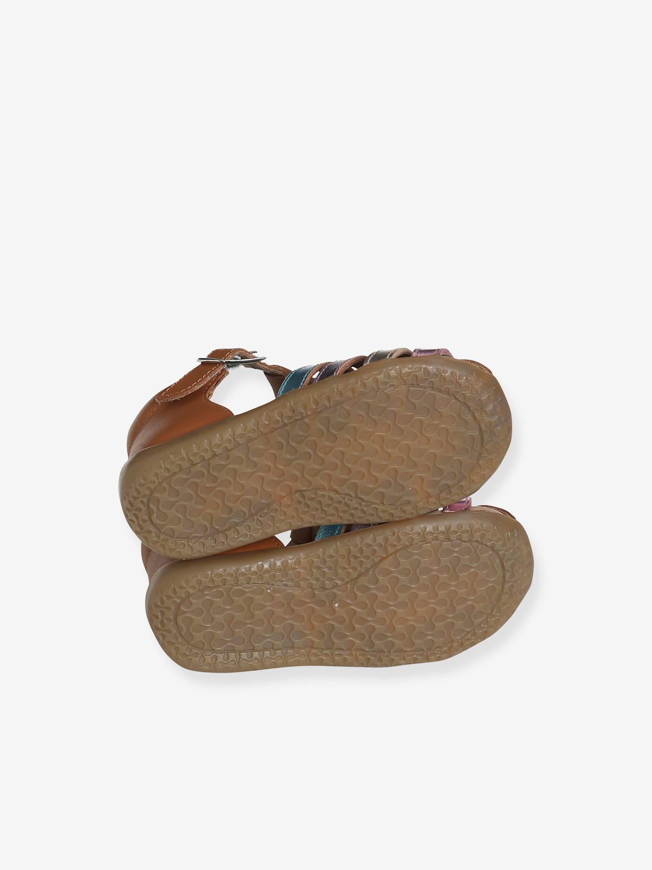 Sandales en cuir bébé fille bout fermé or