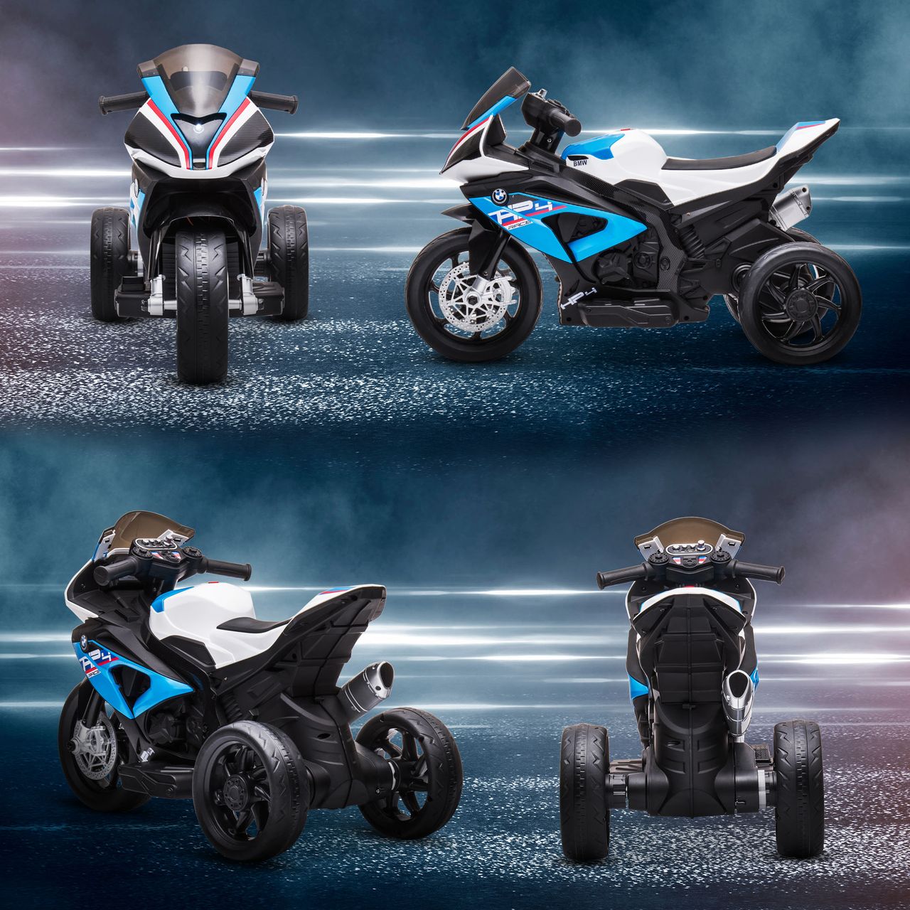 HOMCOM Kinder Elektro-Motorrad Kindermotorrad Elektro-Dreirad ab 18 Monaten Blau