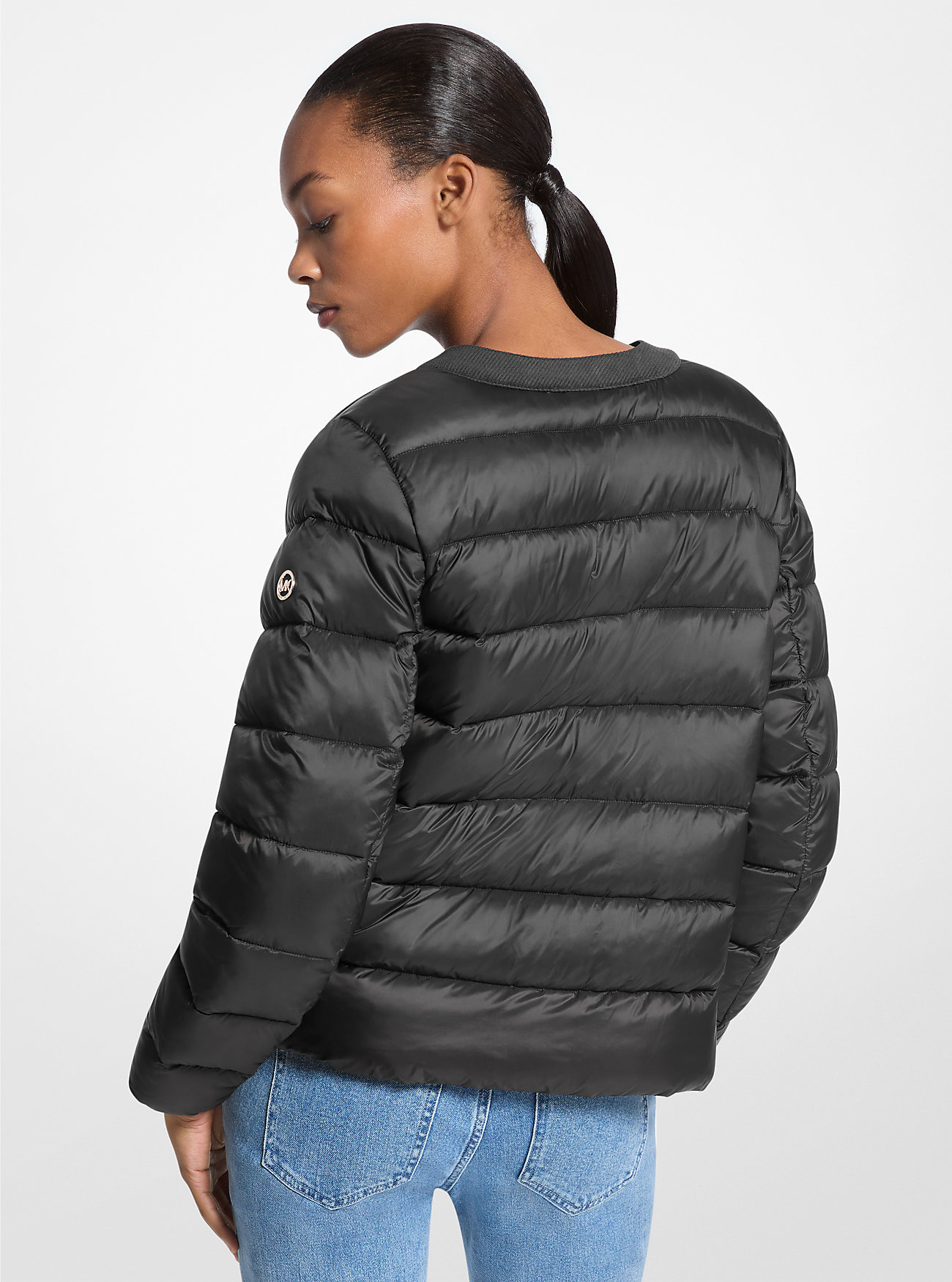 Packable Quilted Nylon Puffer Jacket - BLACK