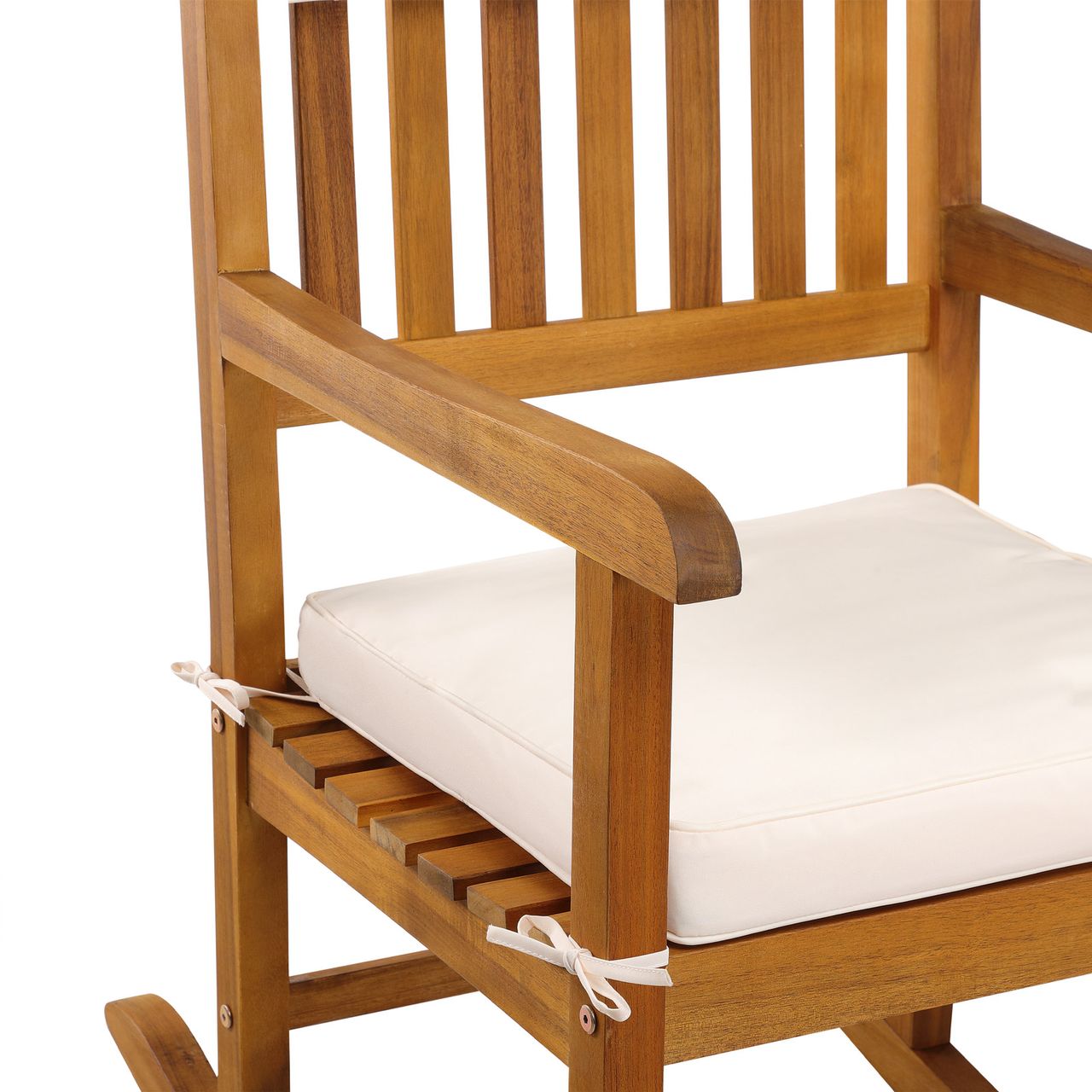 Casaria Deuba Schaukelstuhl Akazie 3 tlg 107x76x54cm braun creme