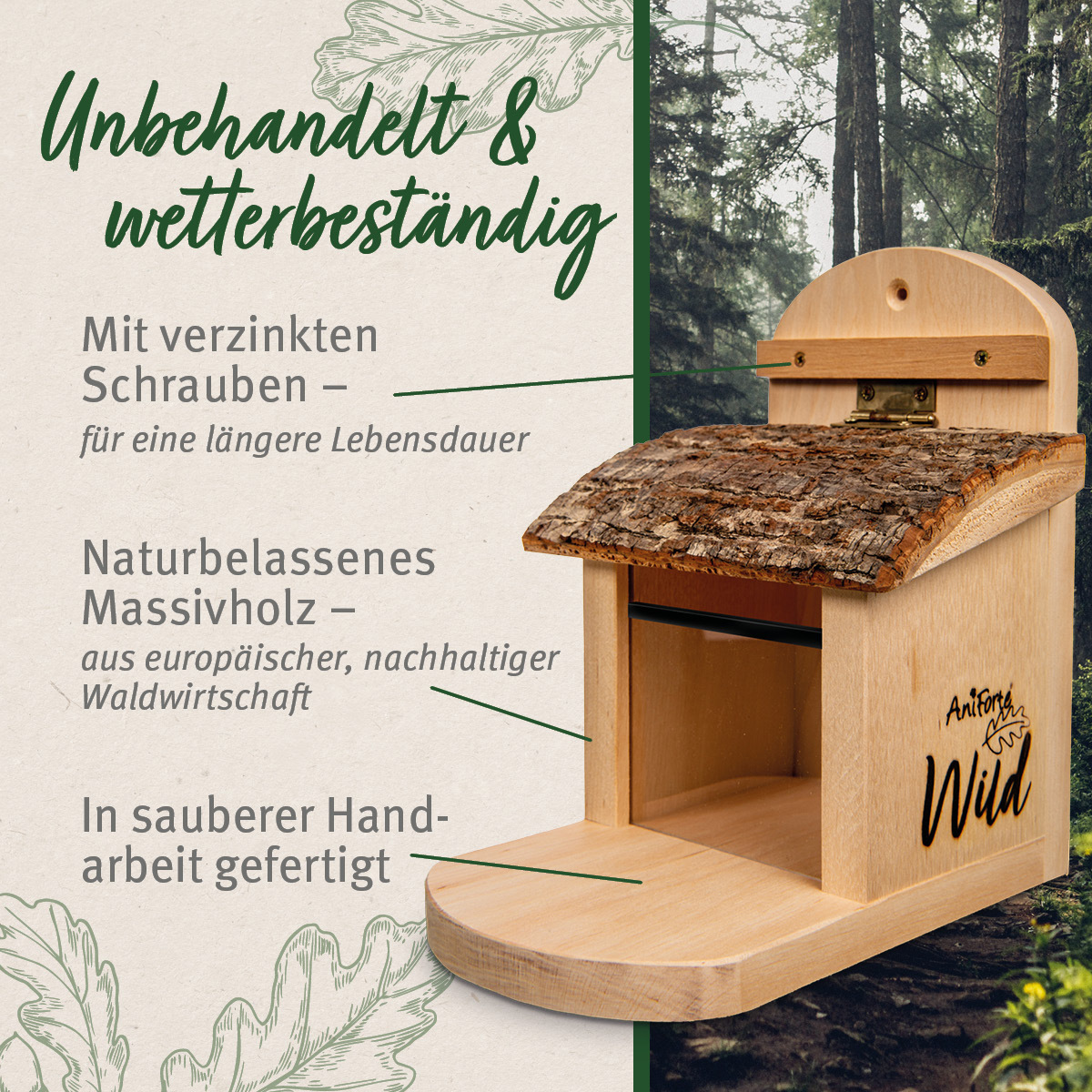 Aniforte Eichhörnchen Aniforte Wild Eichhörnchen Futterhaus + 200 g Futter