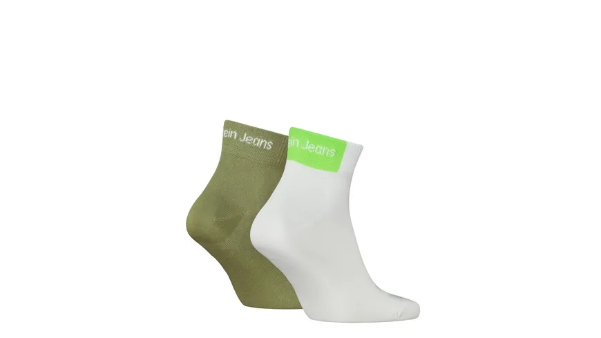 Calvin Klein Jeans Herren Socken Quarter Contrast Tab 2er Pack lime/green